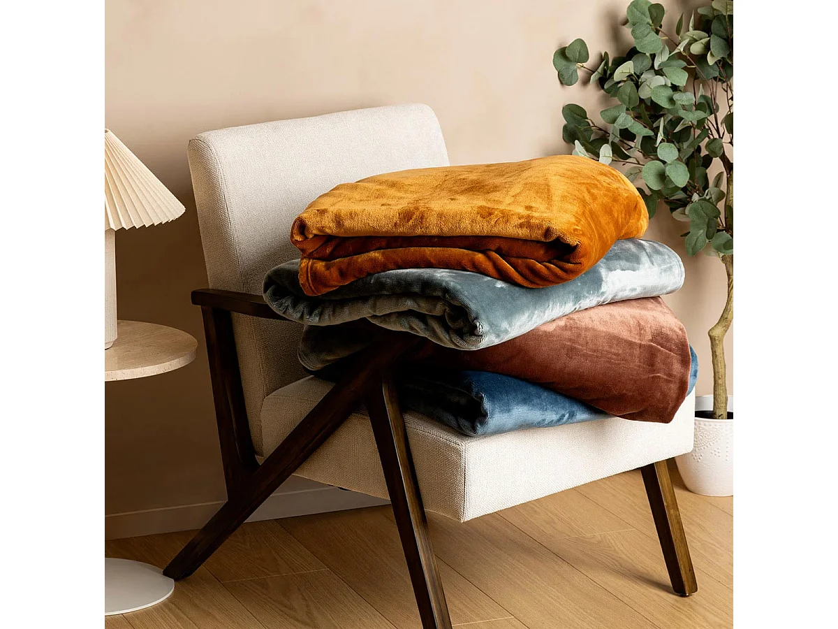 Plaid Flanelle Fourrure Bleu Egéen 130 x 180 cm