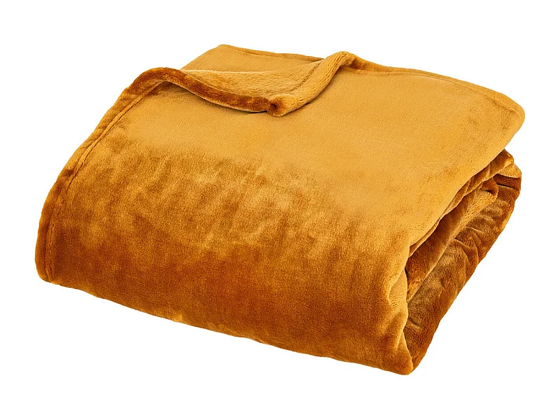 Plaid Flanelle Fourrure Jaune Moutarde 130 x 180 cm