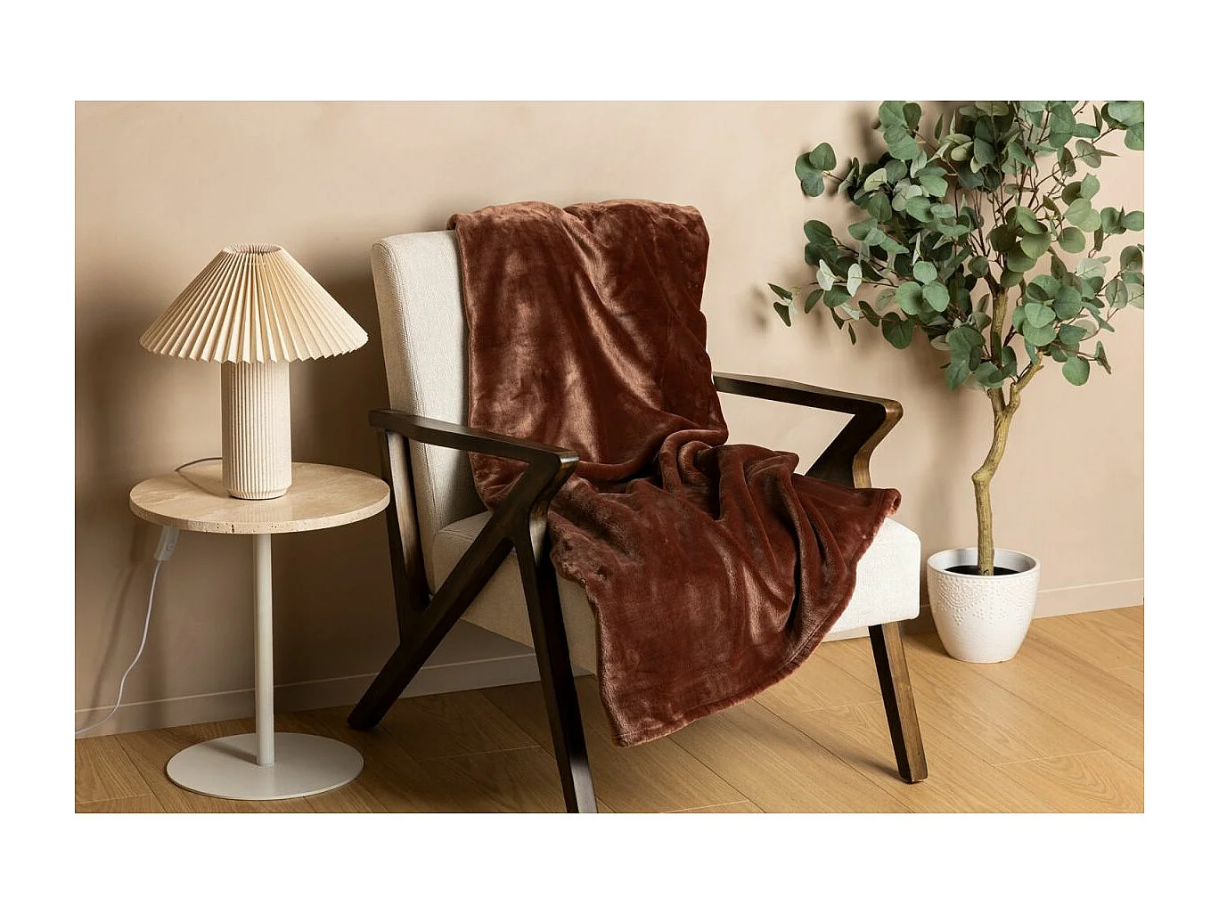 Plaid Flanelle Fourrure Marron Auburn 130 x 180 cm