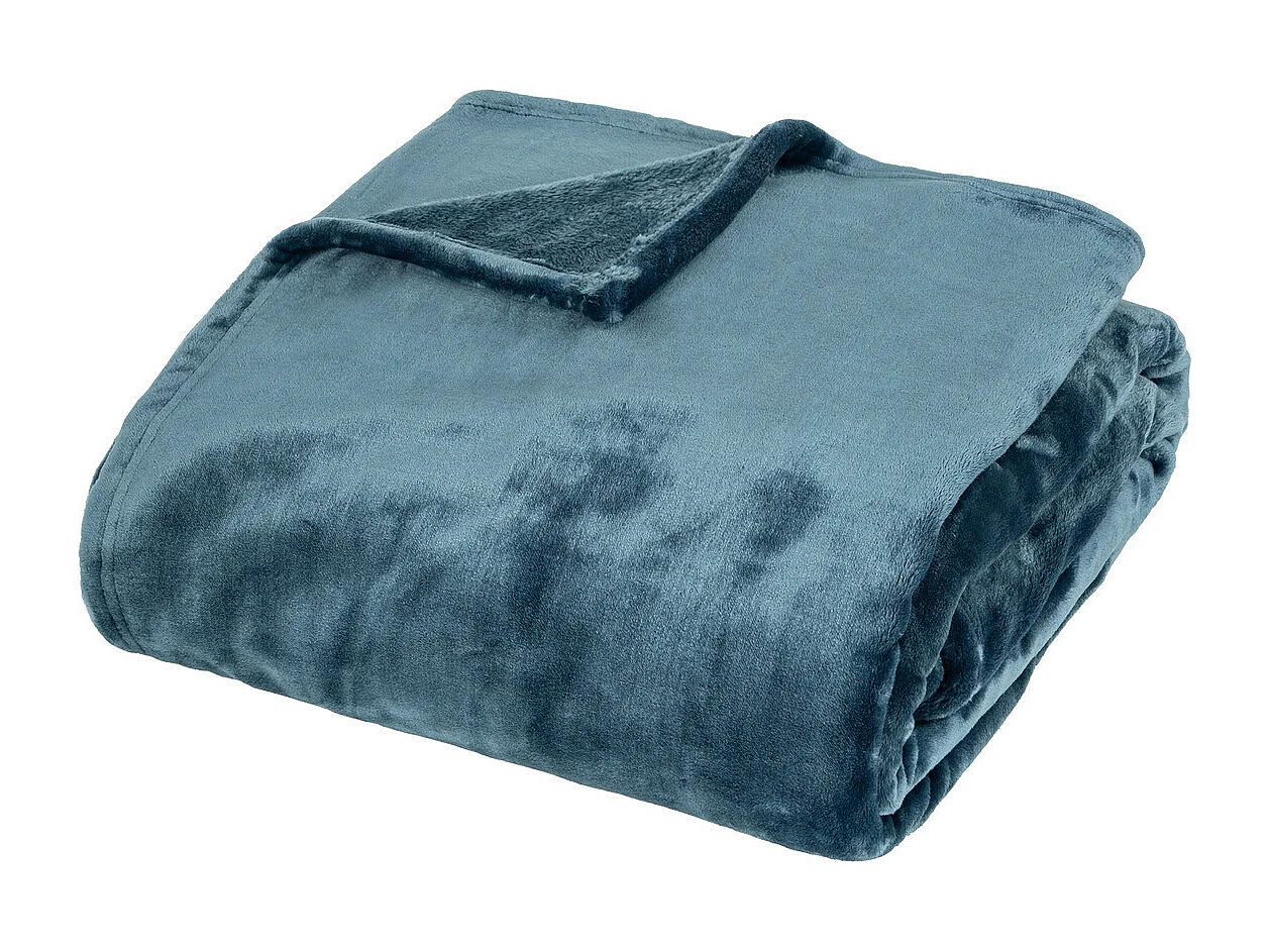 Plaid Flanelle Fourrure Bleu Egéen 180 x 230 cm