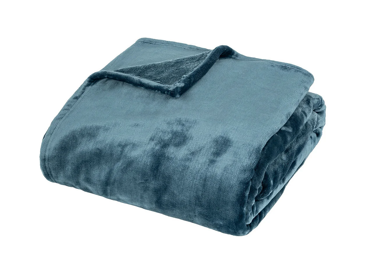 Plaid Flanelle Fourrure Bleu Egéen 180 x 230 cm