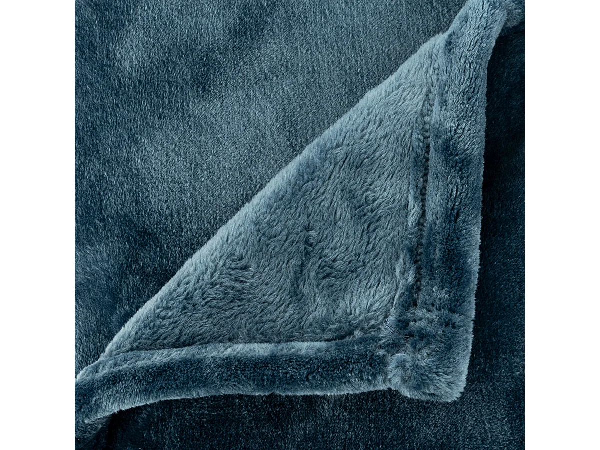 Plaid Flanelle Fourrure Bleu Egéen 180 x 230 cm