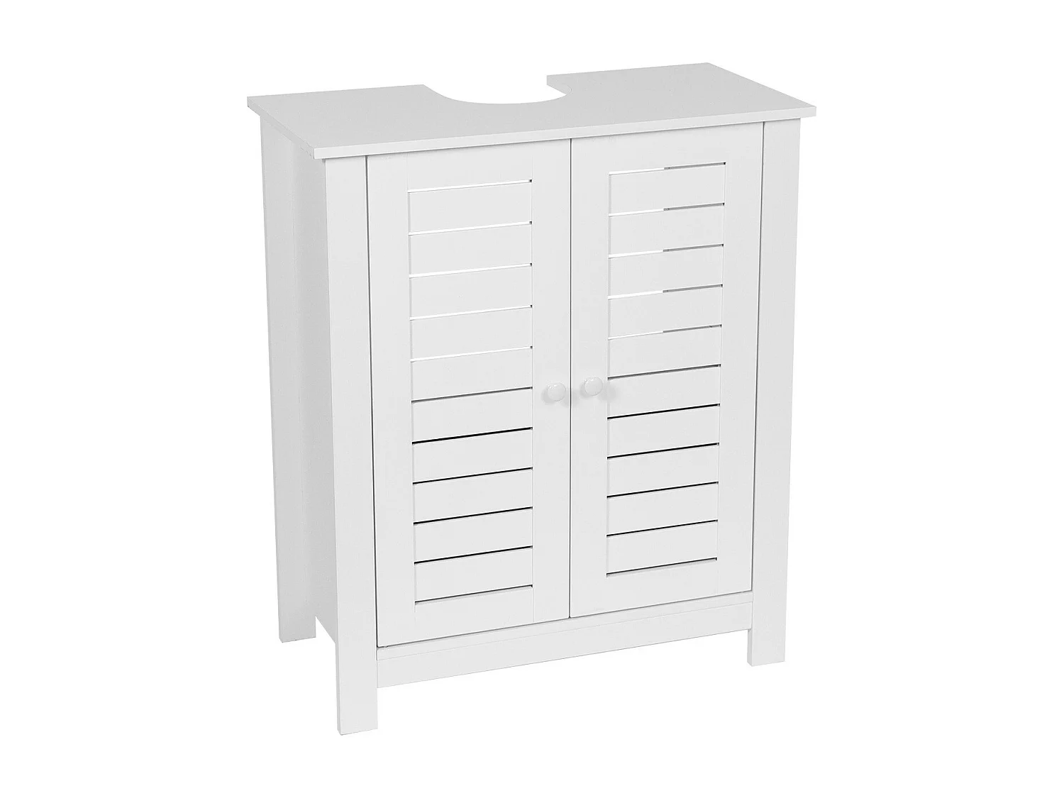 Meuble sous lavabo 2 Portes et 1 Etagère intérieure H 70 cm -  Blanc