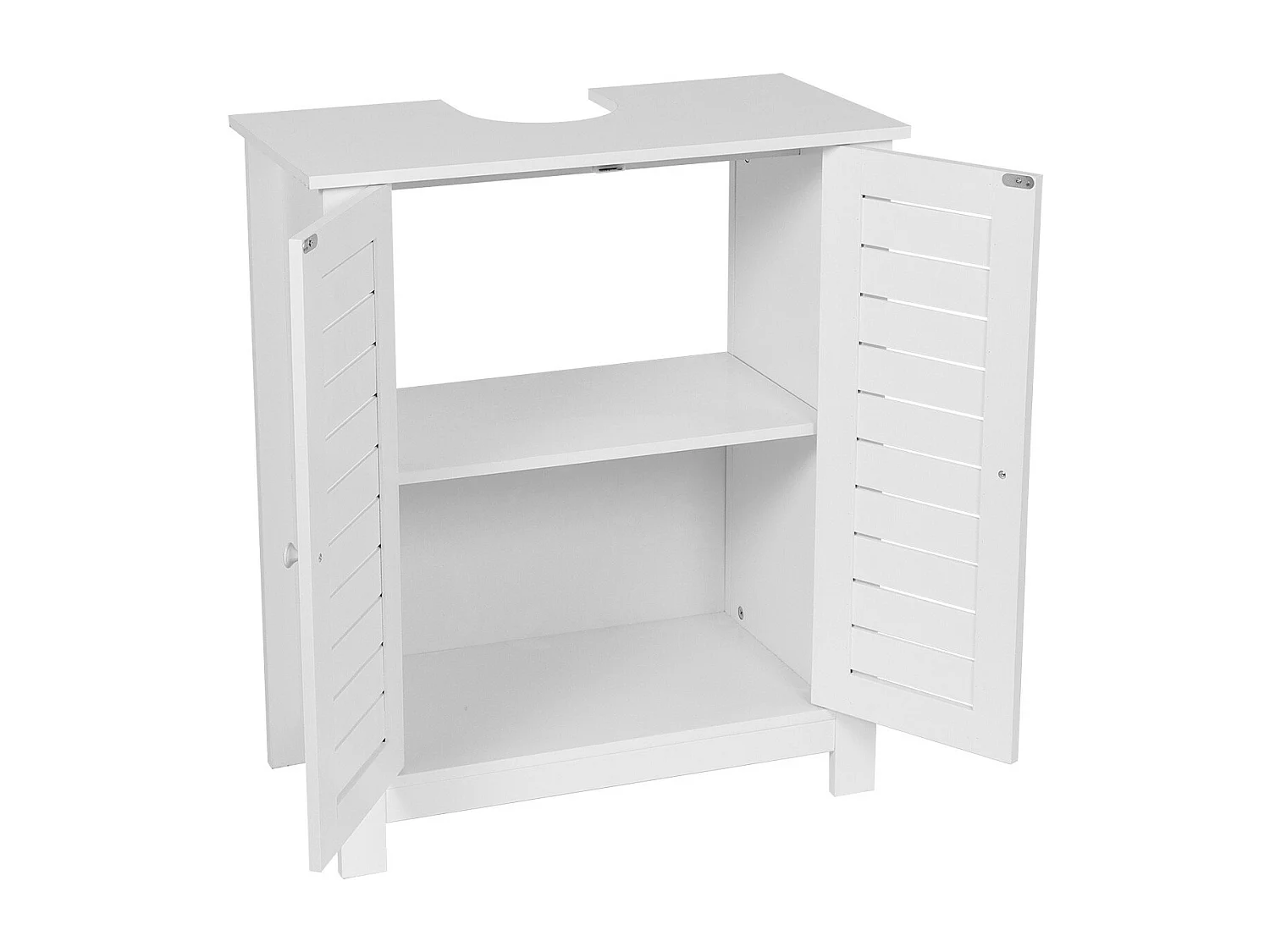 Meuble sous lavabo 2 Portes et 1 Etagère intérieure H 70 cm -  Blanc