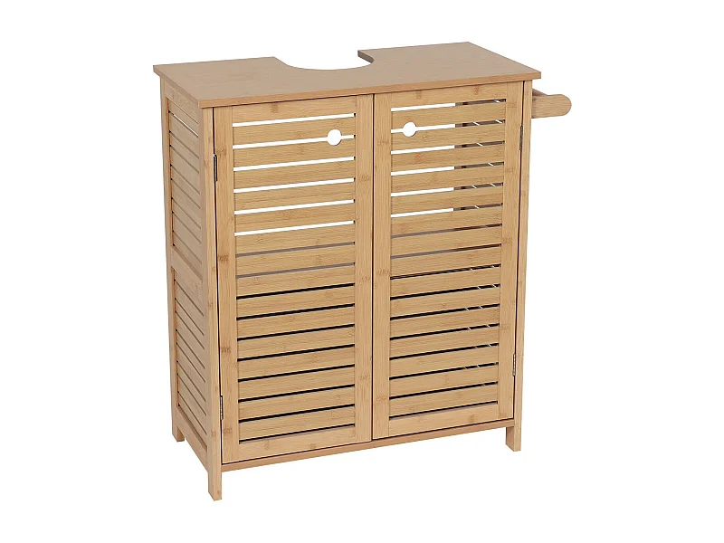 Meuble sous lavabo 2 Portes et 1 Etagère intérieure H 70 cm -  Naturel