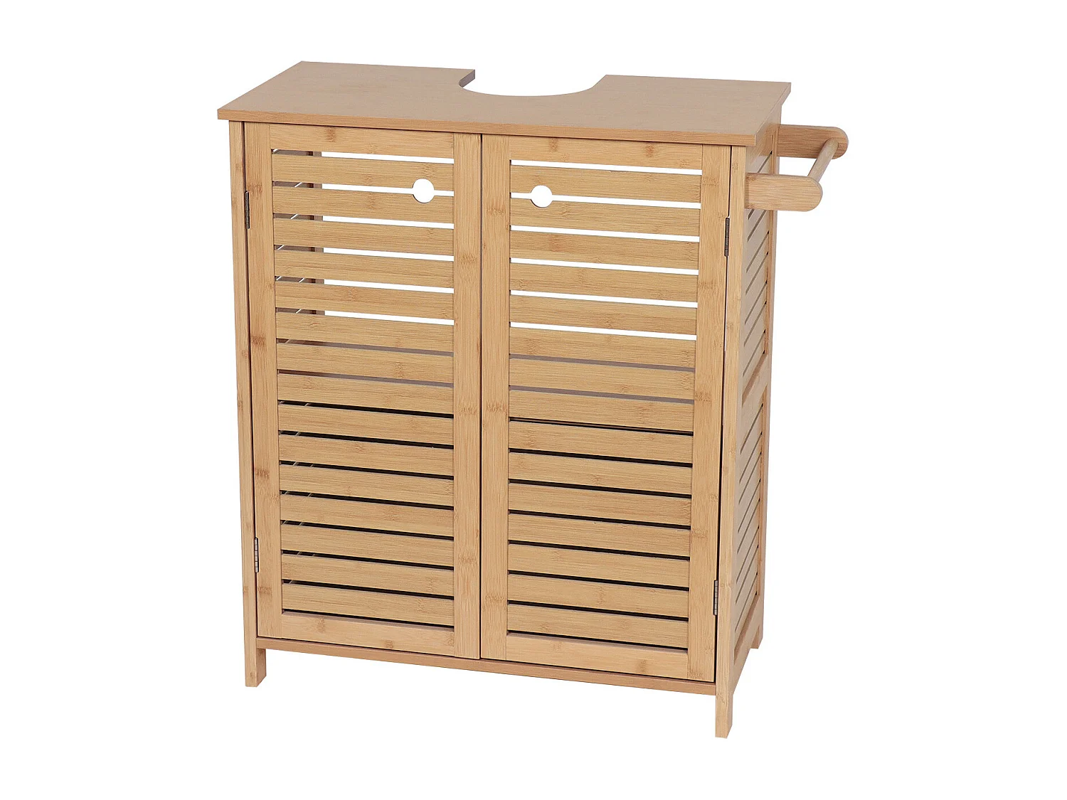 Meuble sous lavabo 2 Portes et 1 Etagère intérieure H 70 cm -  Naturel