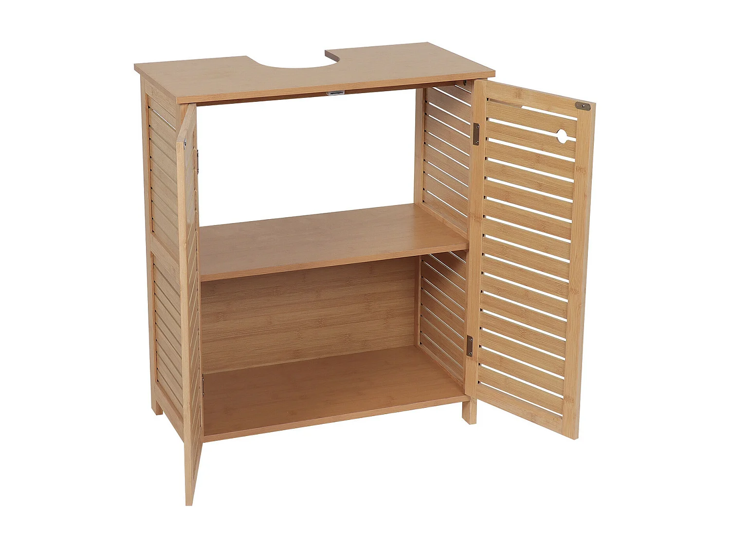 Meuble sous lavabo 2 Portes et 1 Etagère intérieure H 70 cm -  Naturel