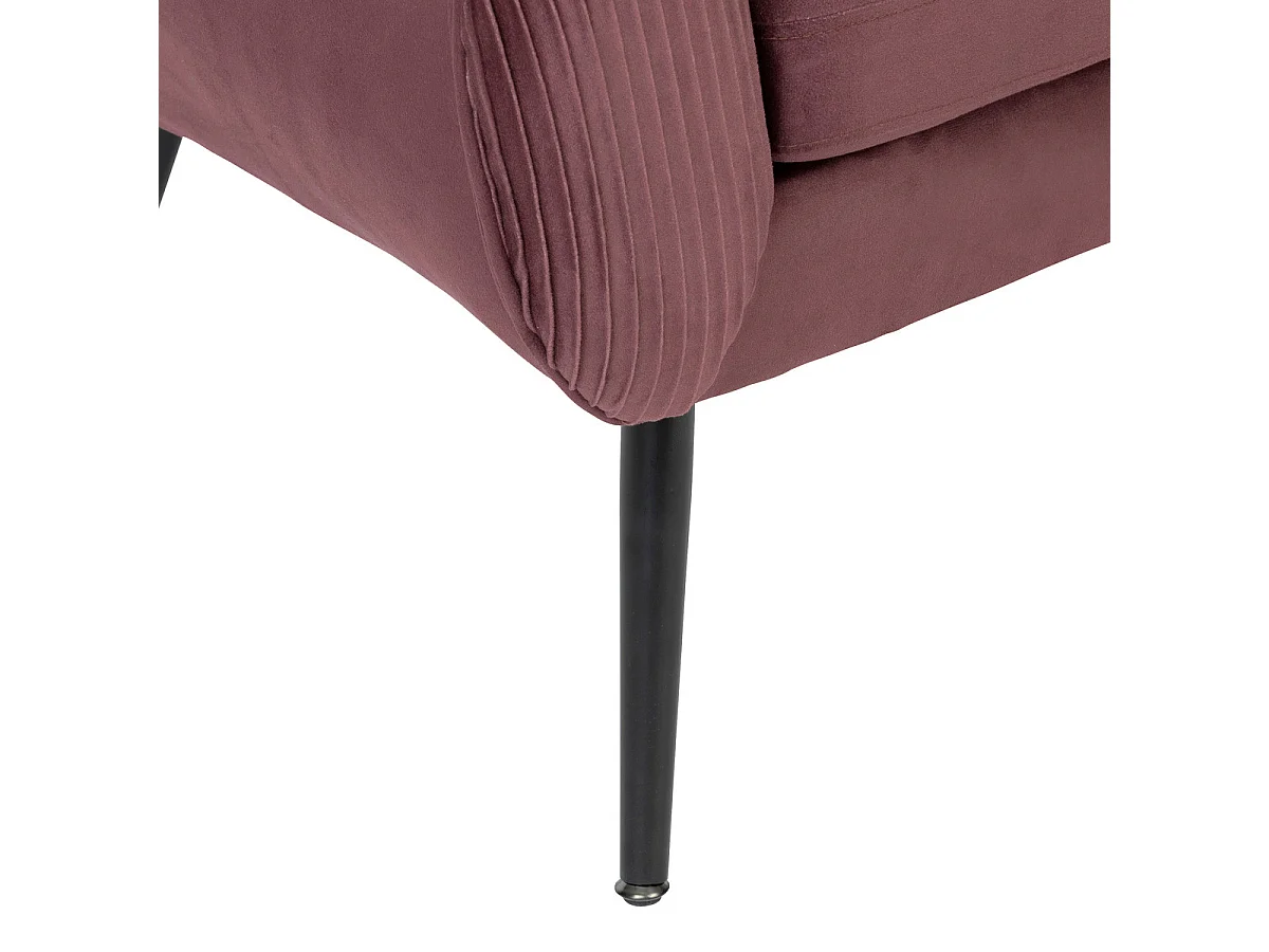 Fauteuil en Velours Prune plissé et pieds en métal noir