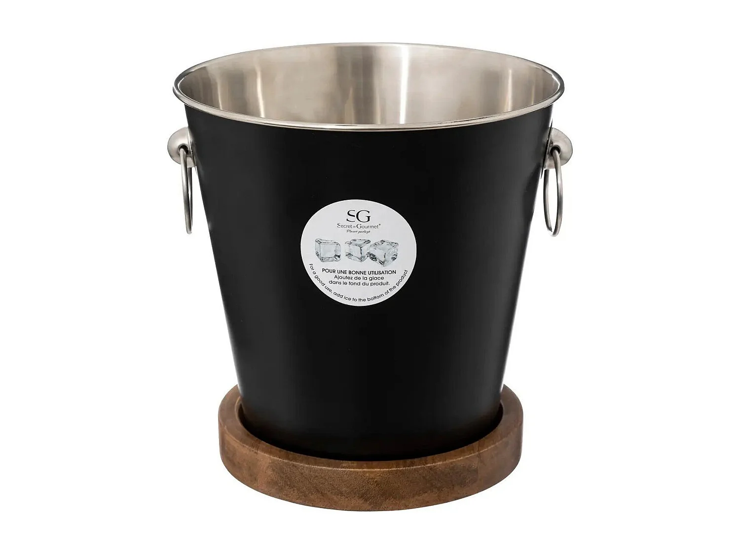 Seau à champagne en Inox et Bois de Manguier