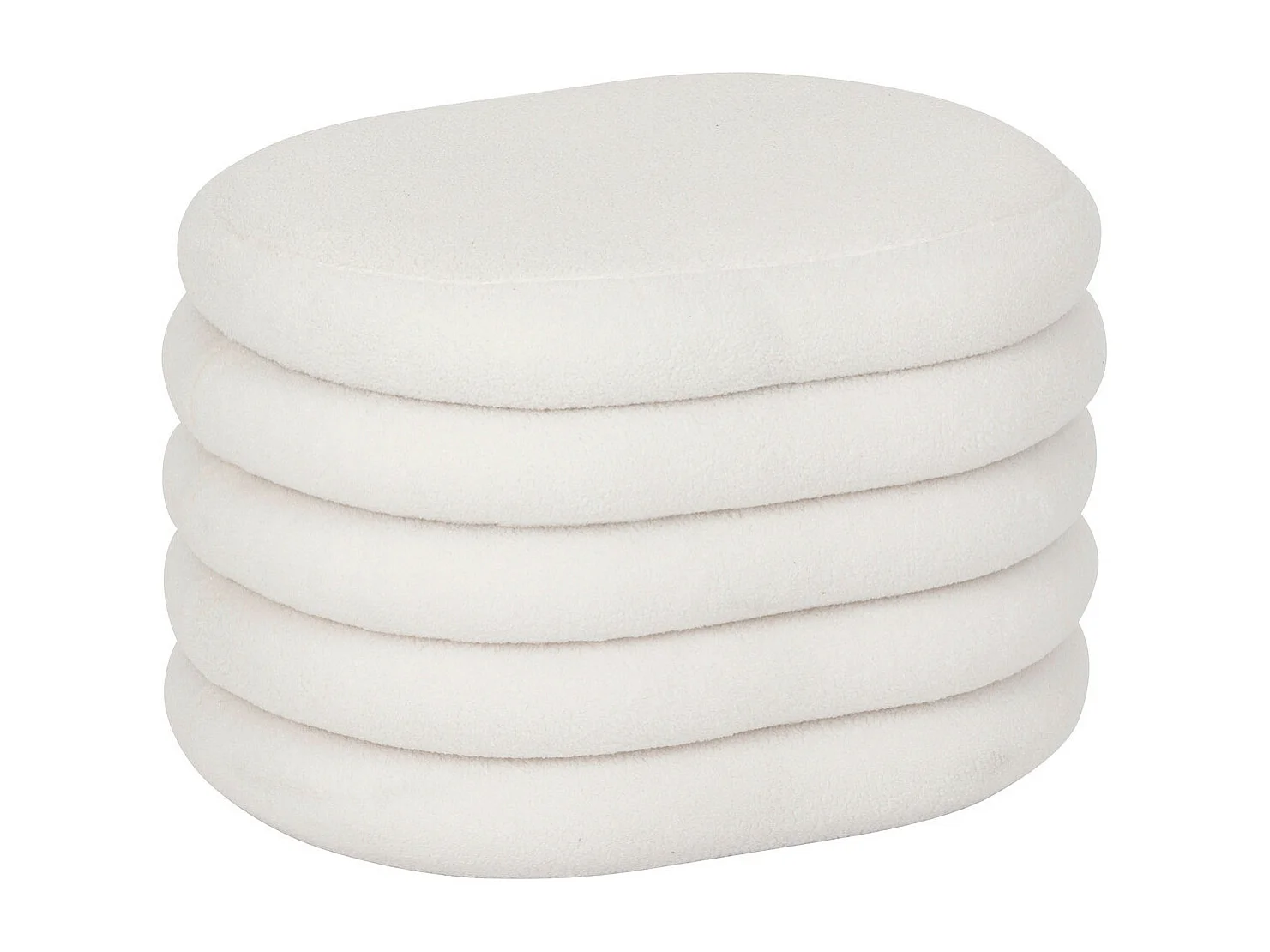 Pouf avec coffre en tissu à bouclettes Blanc 59 x 45 cm
