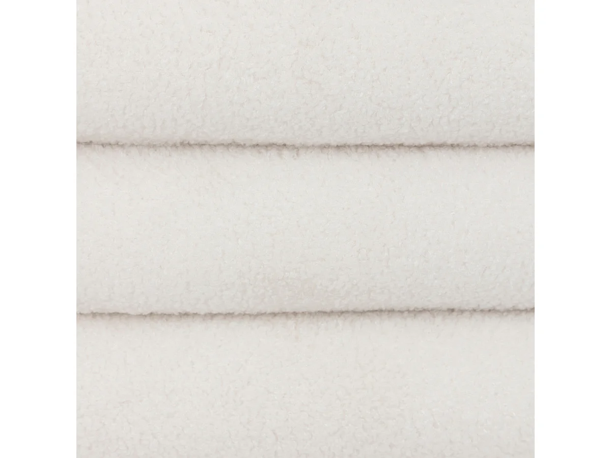 Pouf avec coffre en tissu à bouclettes Blanc 59 x 45 cm