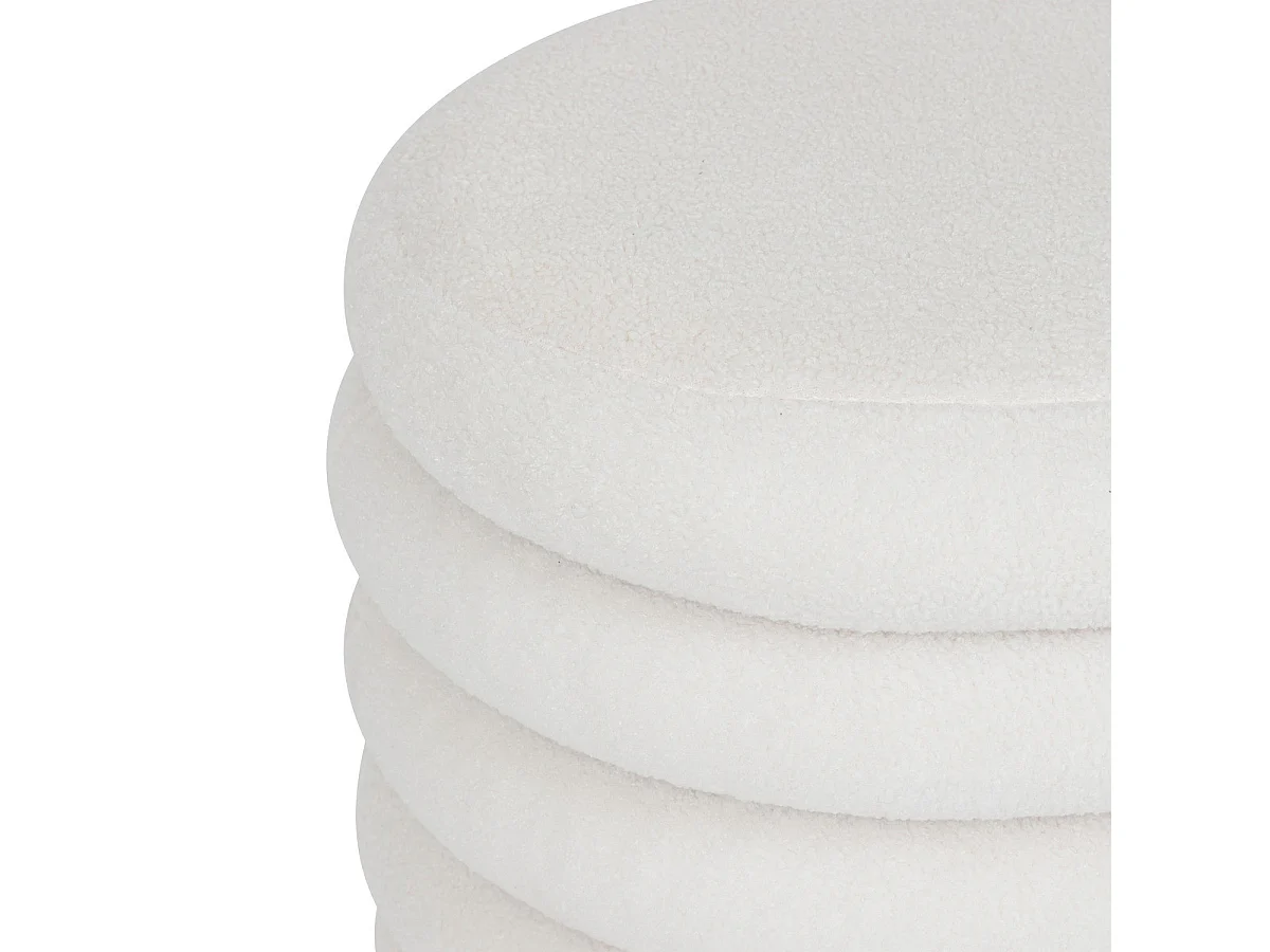 Pouf avec coffre en tissu à bouclettes Blanc 59 x 45 cm