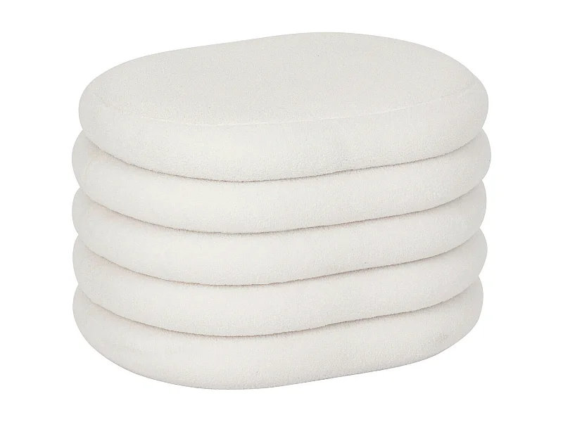Pouf avec coffre en tissu à bouclettes Blanc 59 x 45 cm