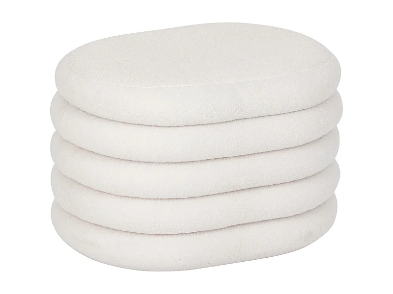 Pouf avec coffre en tissu à bouclettes Blanc 59 x 45 cm