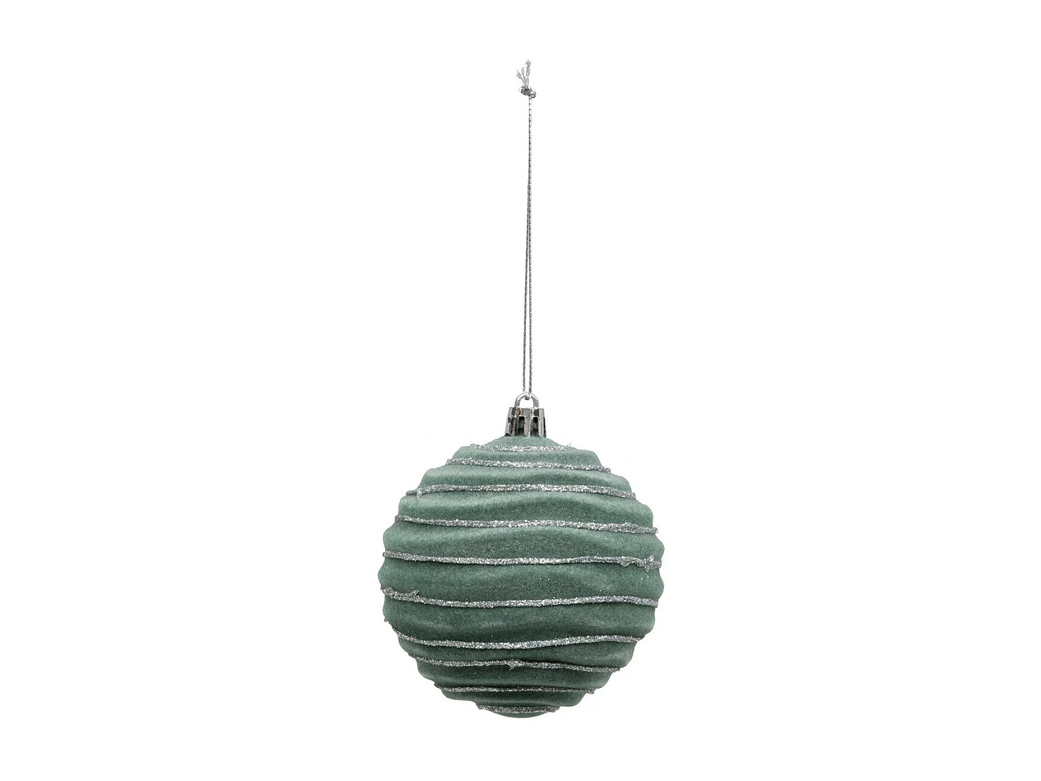 Déco de Sapin Coffret 9 Boules de Noël pailletées D 8 cm Vert et Blanc cassé