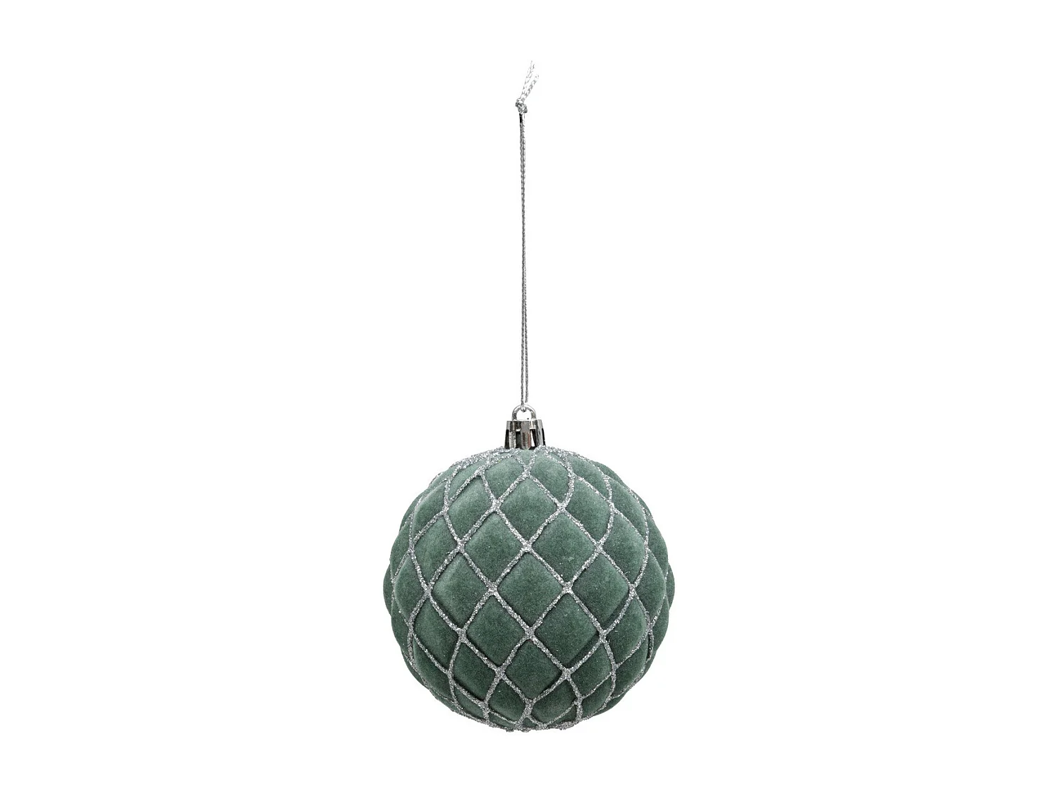 Déco de Sapin Coffret 9 Boules de Noël pailletées D 8 cm Vert et Blanc cassé