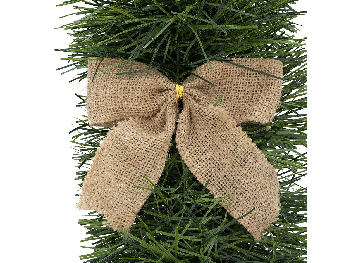 Guirlande de Noël large 20 cm Vert avec déco Noeuds en jute Longueur 2.7 mètres
