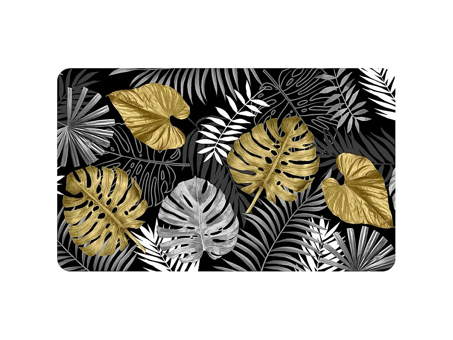 Tapis d'intérieur en mousse imprimé "Blue bay" - Noir/Doré - 45 x 75 cm