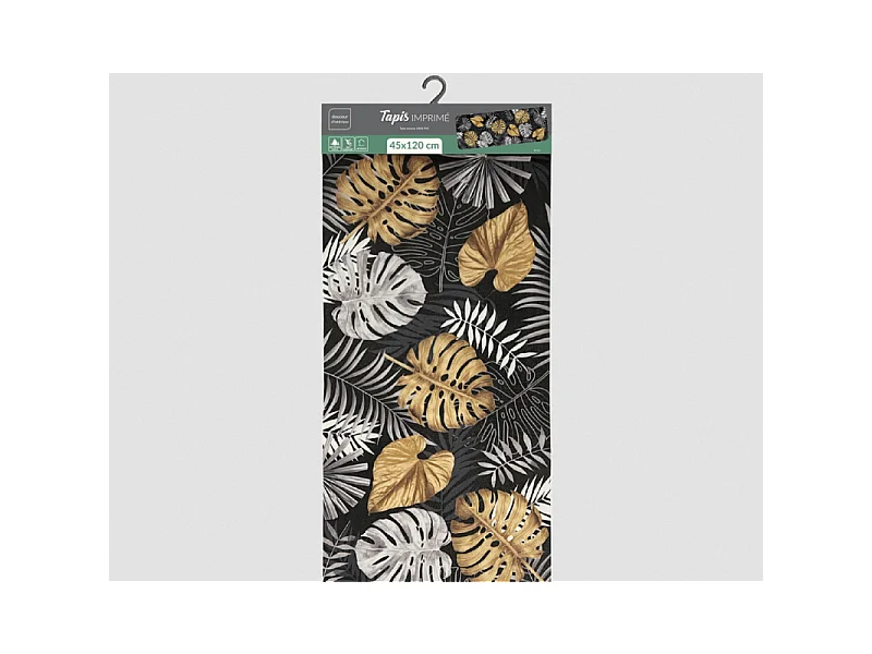 Tapis Déco Imprimé "Blue Bay" 45x120cm Noir