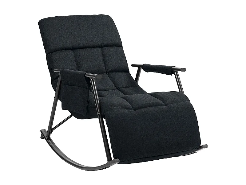 Fauteuil à bascule - Tissu & Métal noir mat - Noir - Cathy