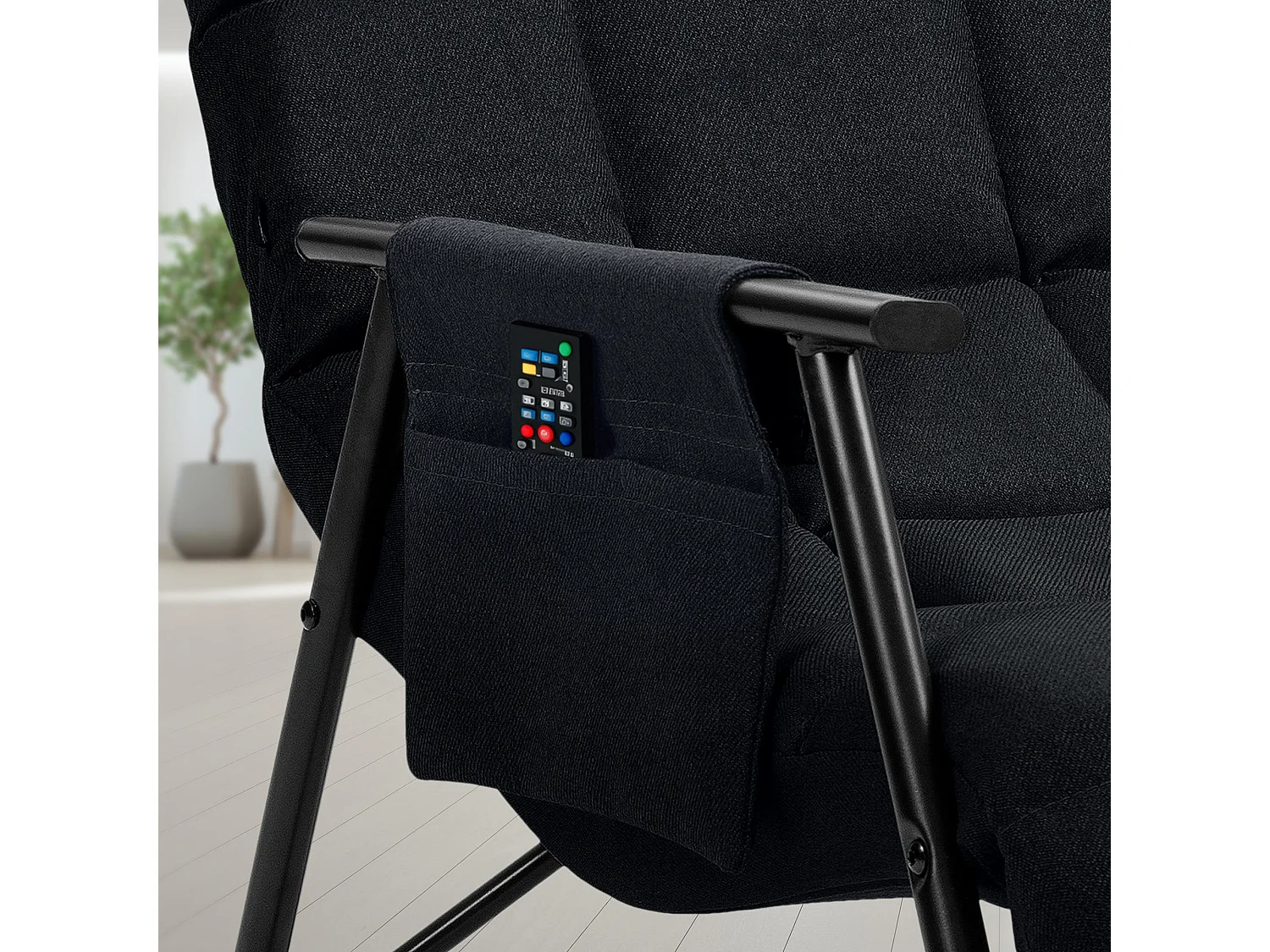 Fauteuil à bascule - Tissu & Métal noir mat - Noir - Cathy