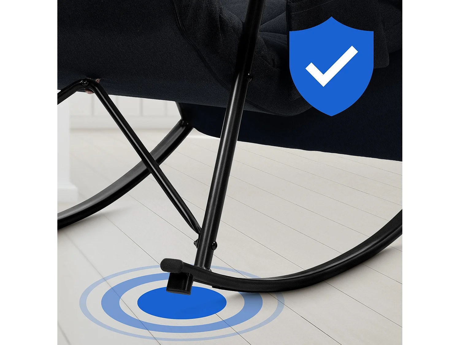 Fauteuil à bascule - Tissu & Métal noir mat - Noir - Cathy