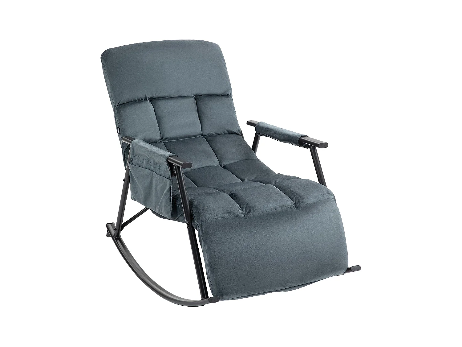 Fauteuil à bascule - Velours & Métal noir mat - Gris foncé - Cathy