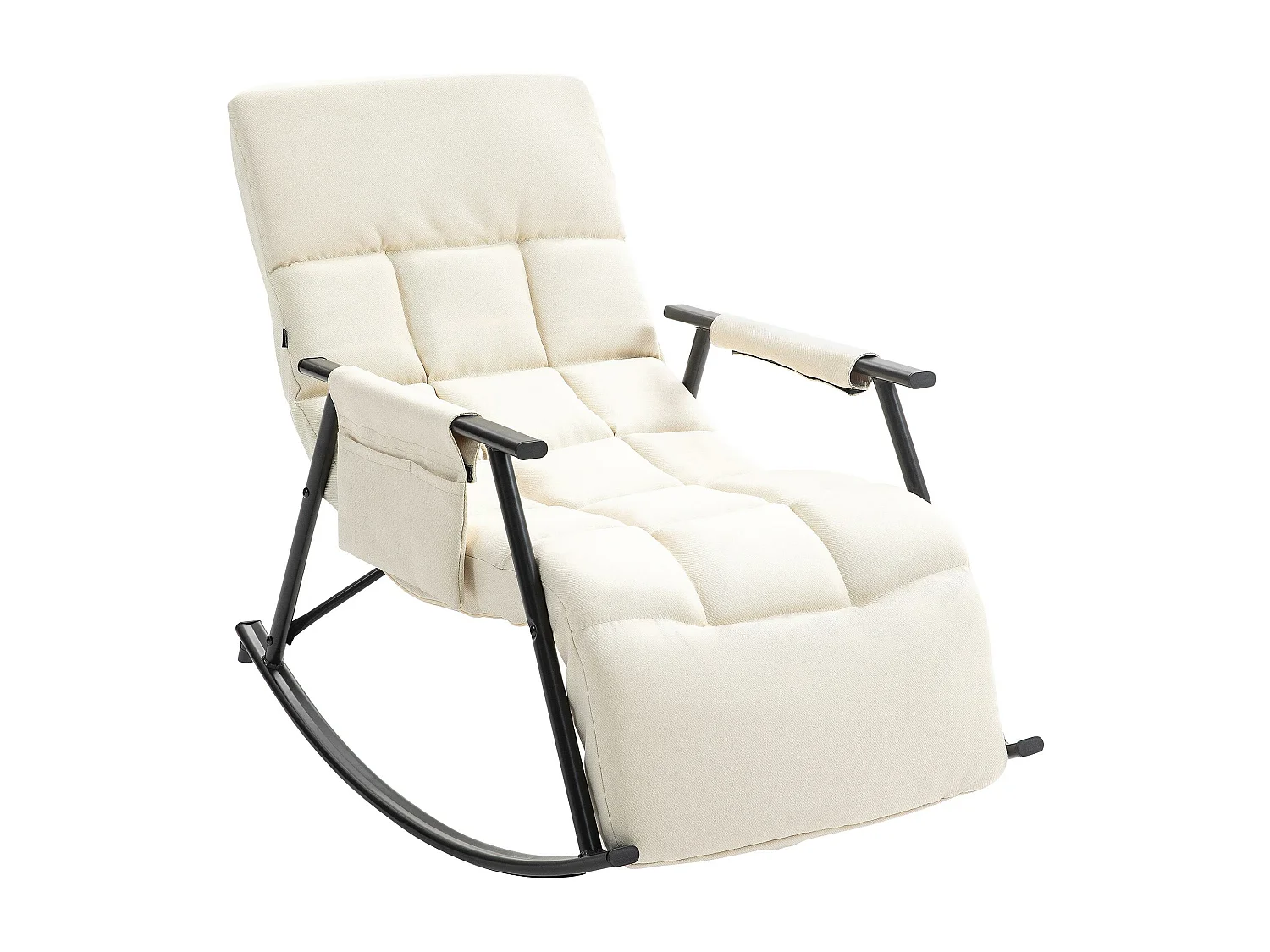 Fauteuil à bascule - Tissu & Métal noir mat - Crème - Cathy