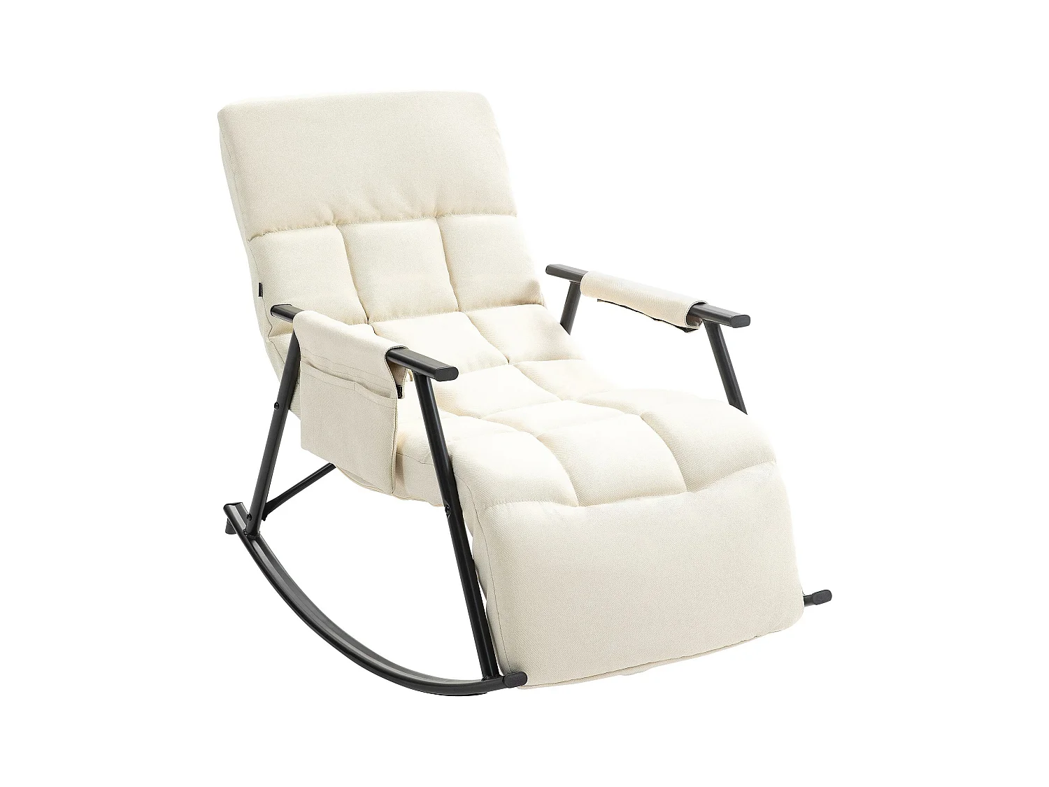 Fauteuil à bascule - Tissu & Métal noir mat - Crème - Cathy