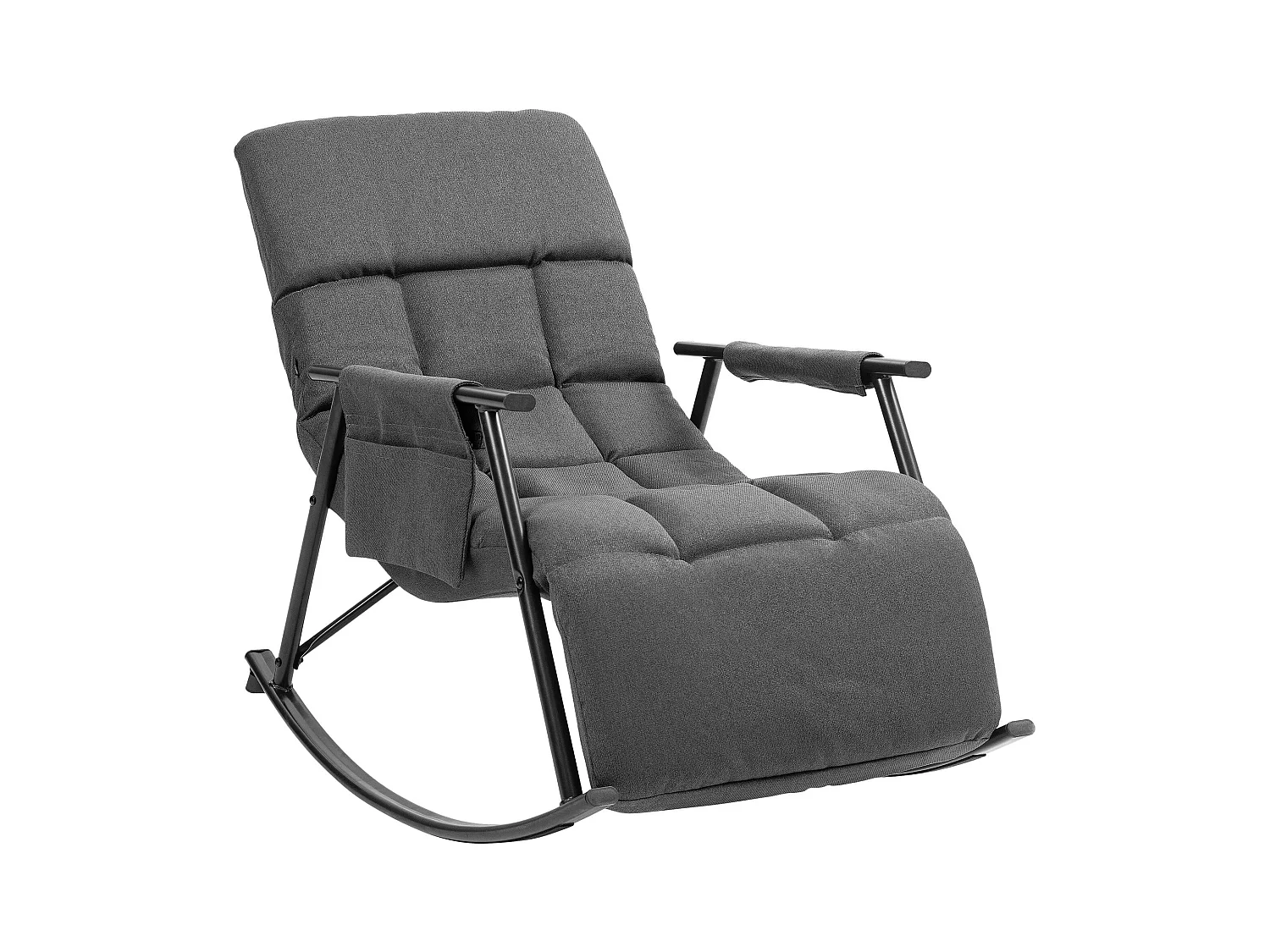 Fauteuil à bascule - Tissu & Métal noir mat - Gris foncé - Cathy