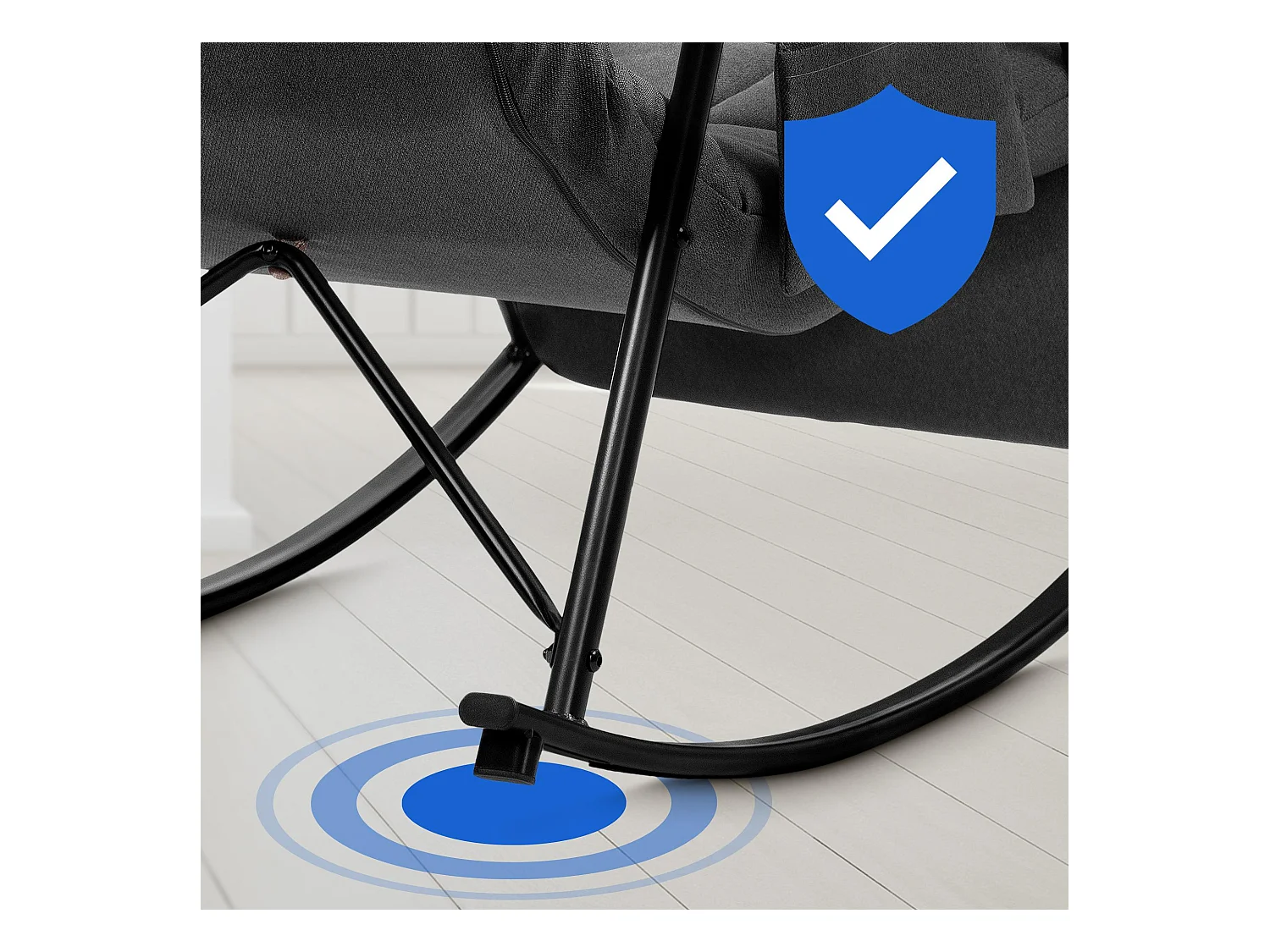 Fauteuil à bascule - Tissu & Métal noir mat - Gris foncé - Cathy