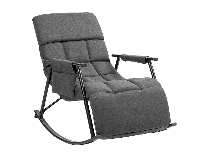 Fauteuil à bascule - Tissu & Métal noir mat - Gris foncé - Cathy