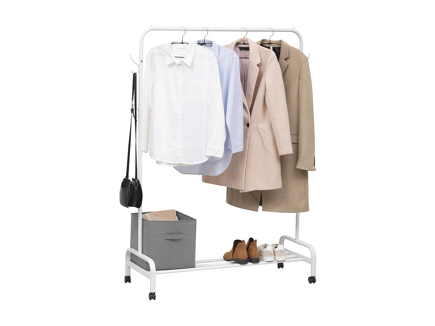 Portant à Vêtements en Métal "Patères" 160cm Blanc