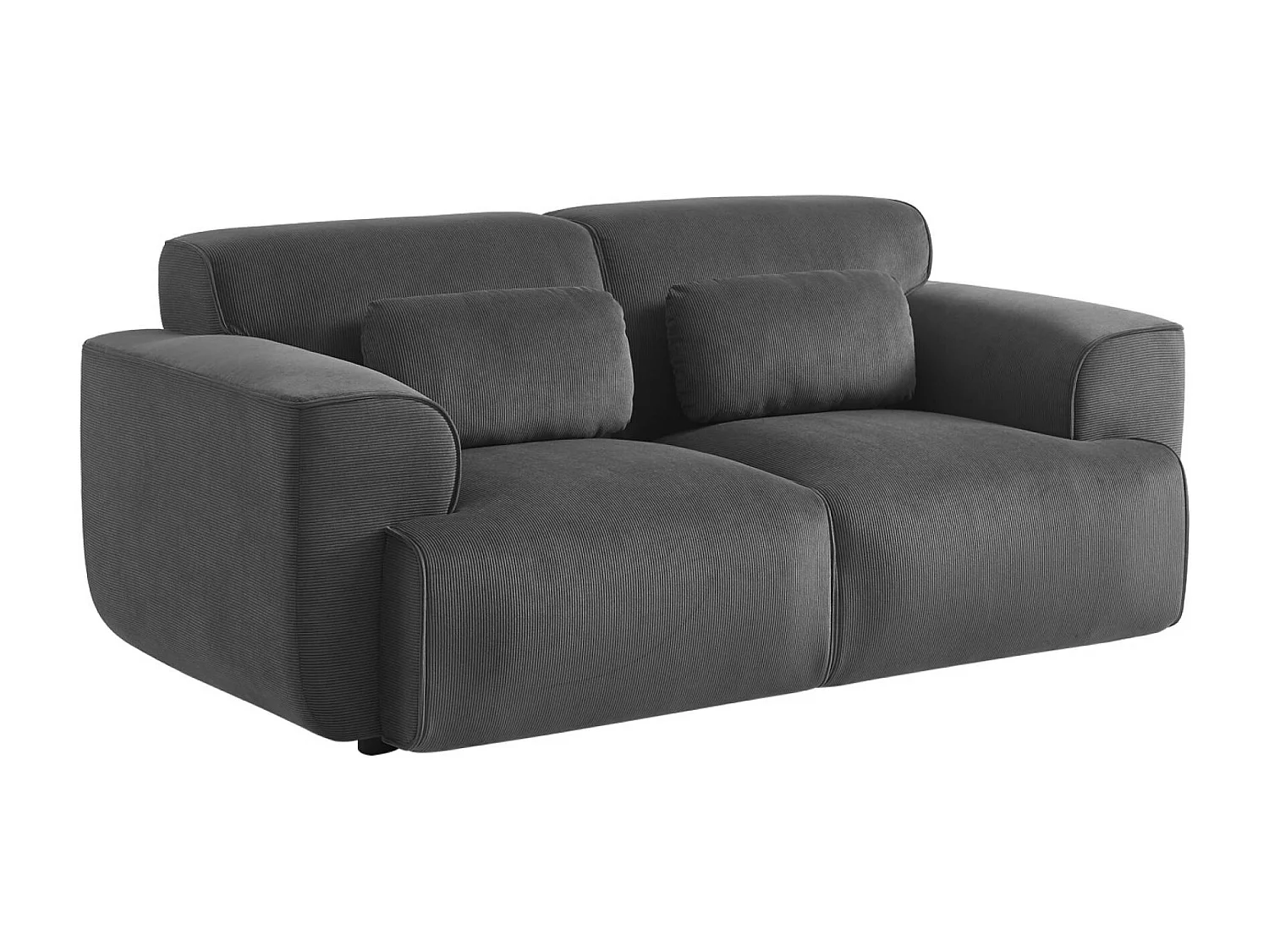 Sofá de pana de 2 plazas gris oscuro