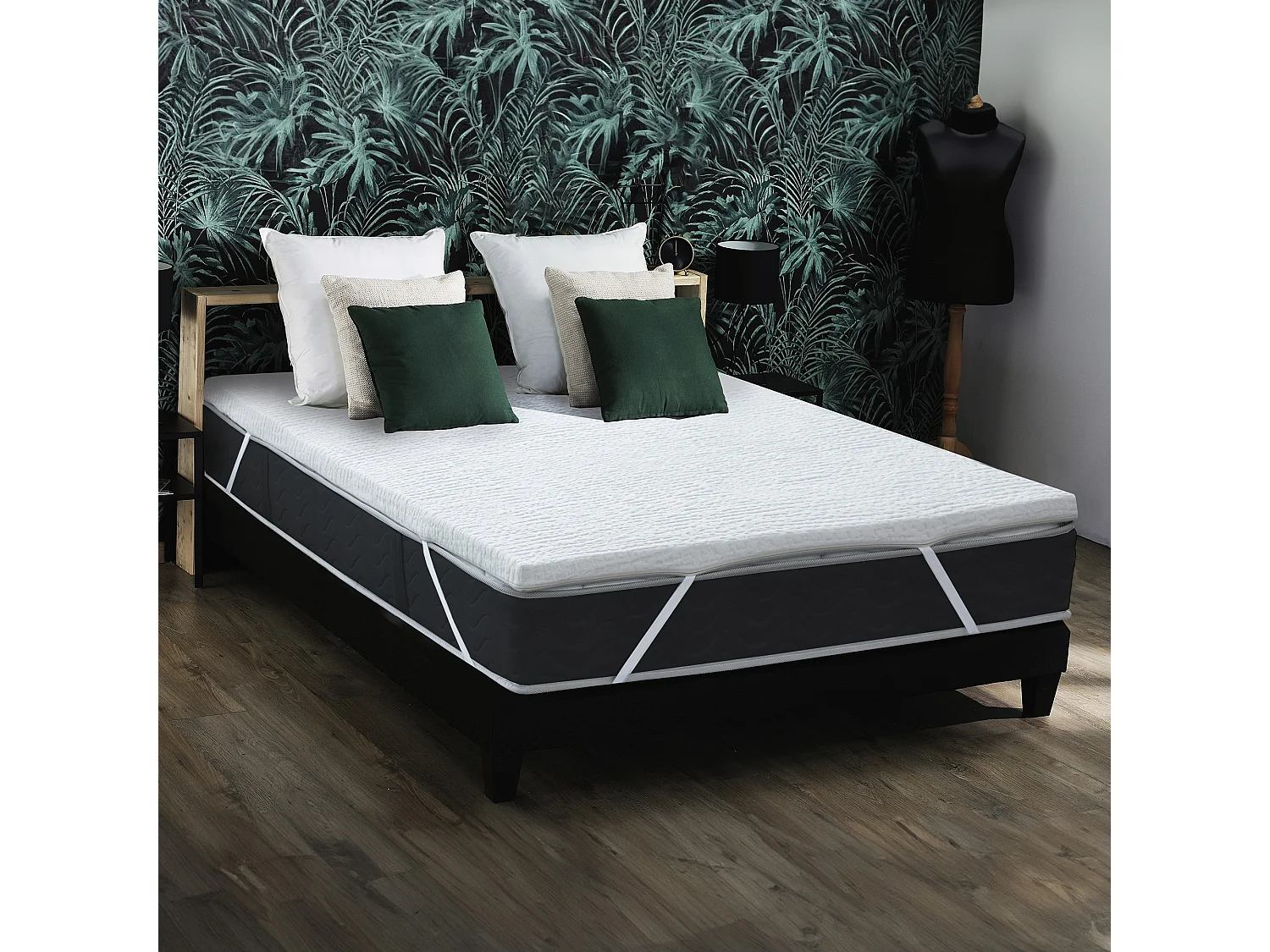 Surmatelas déhoussable Duo Latex + Mémoire de forme - 160 x 200 cm