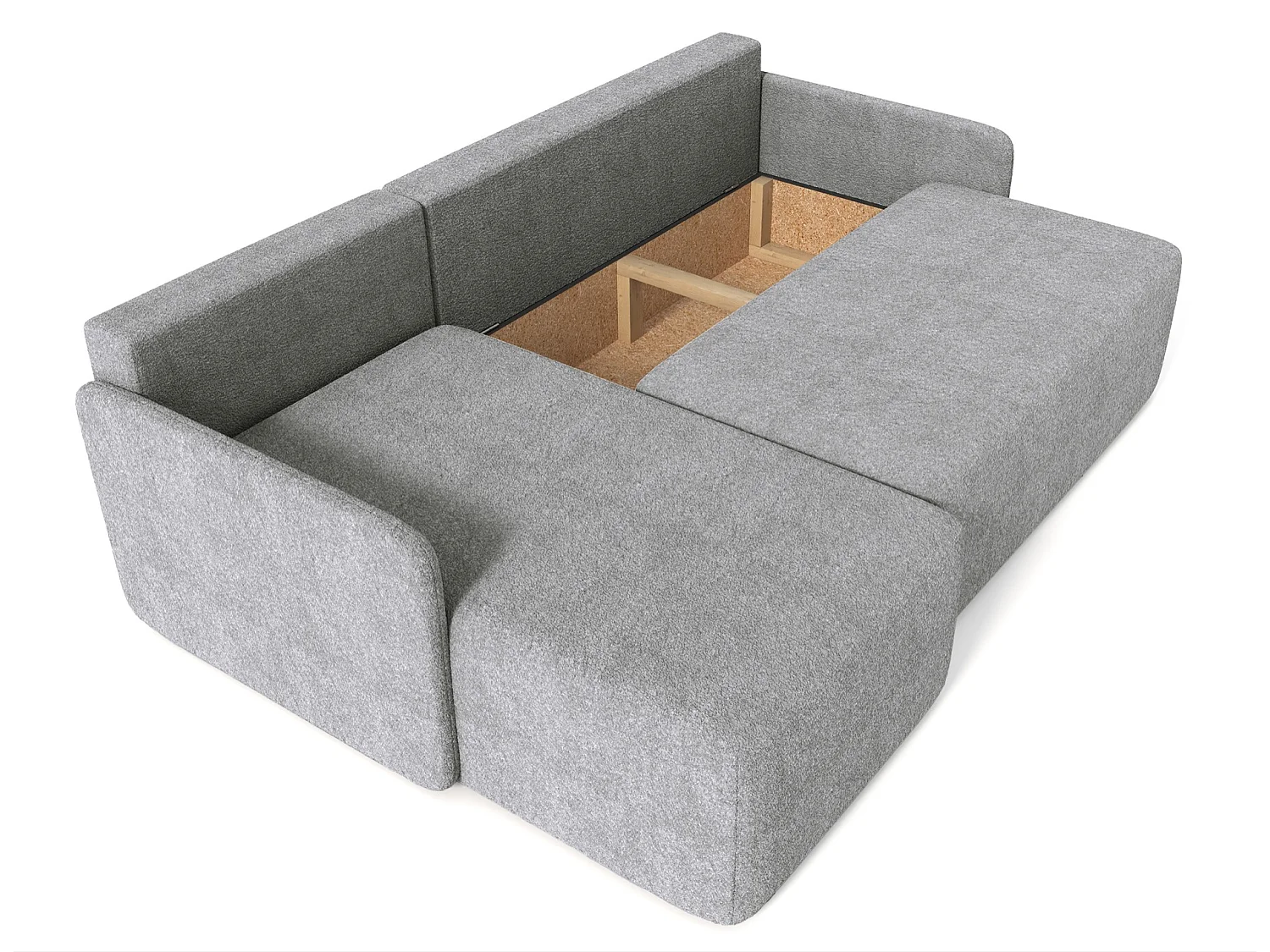 Ecksofa mit Schlaffunktion - Bouclé-Bezug in Grau - BLOOM