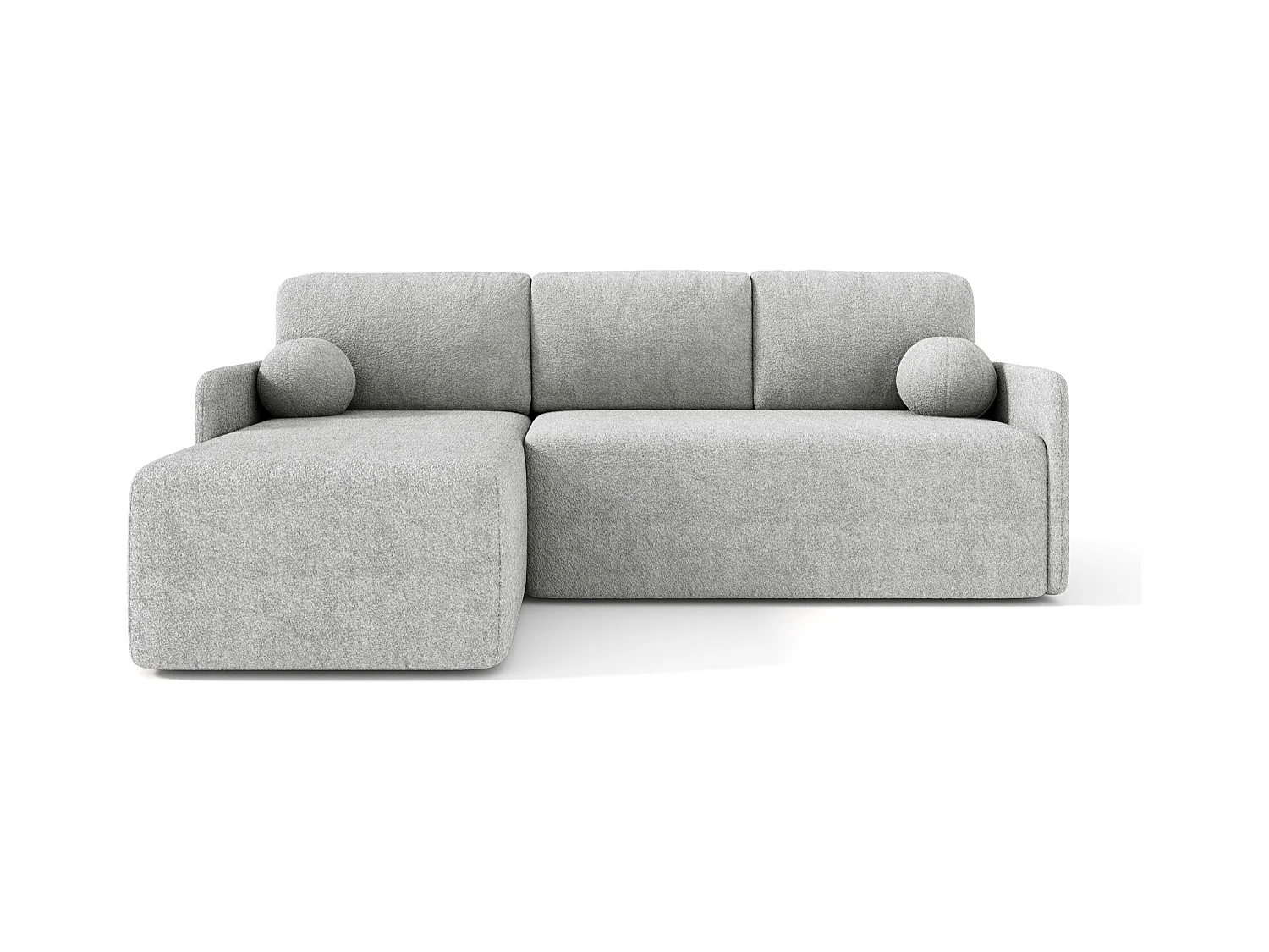 Ecksofa mit Schlaffunktion - Bouclé-Bezug in Grau - BLOOM