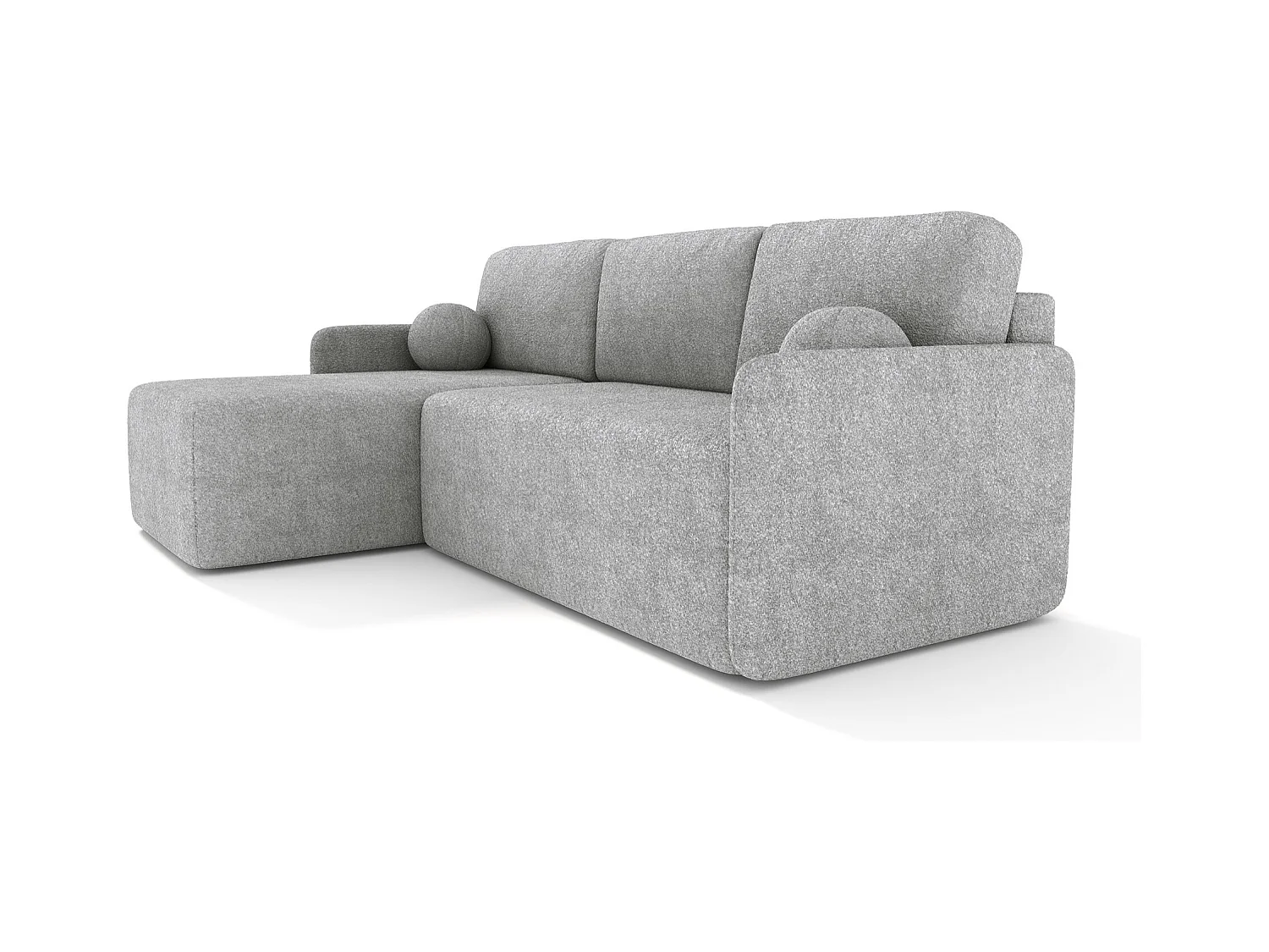 Ecksofa mit Schlaffunktion - Bouclé-Bezug in Grau - BLOOM