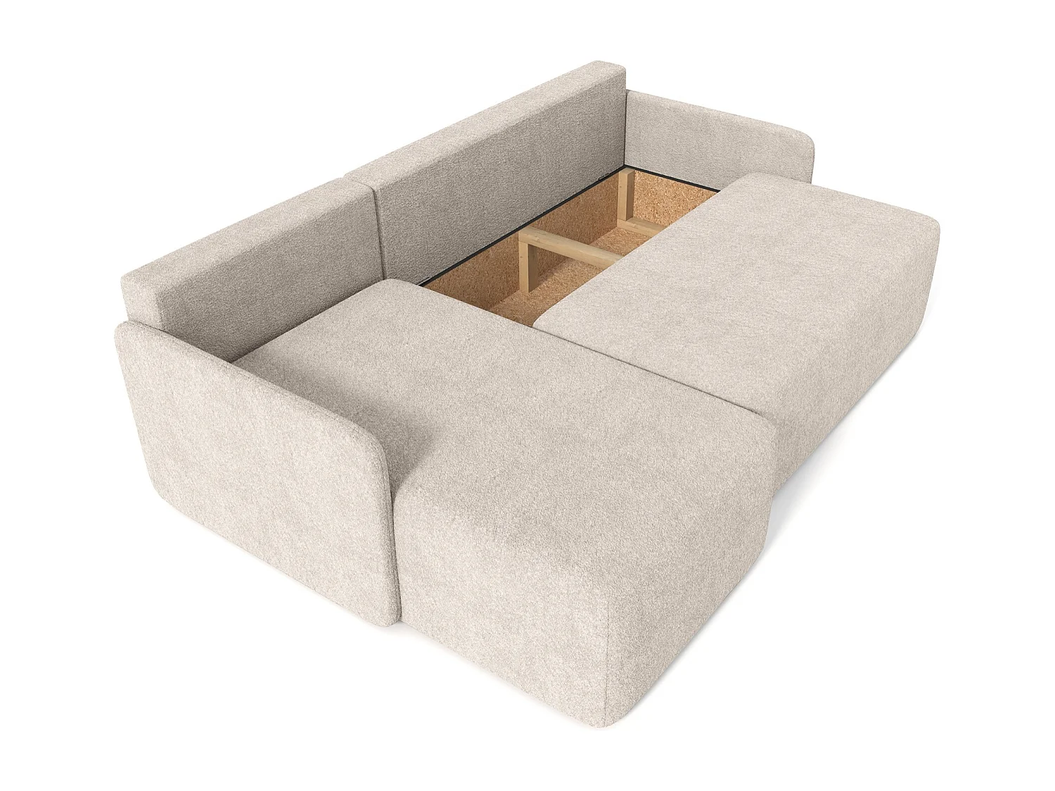 Ecksofa mit Schlaffunktion - Bouclé-Bezug in Beige - BLOOM