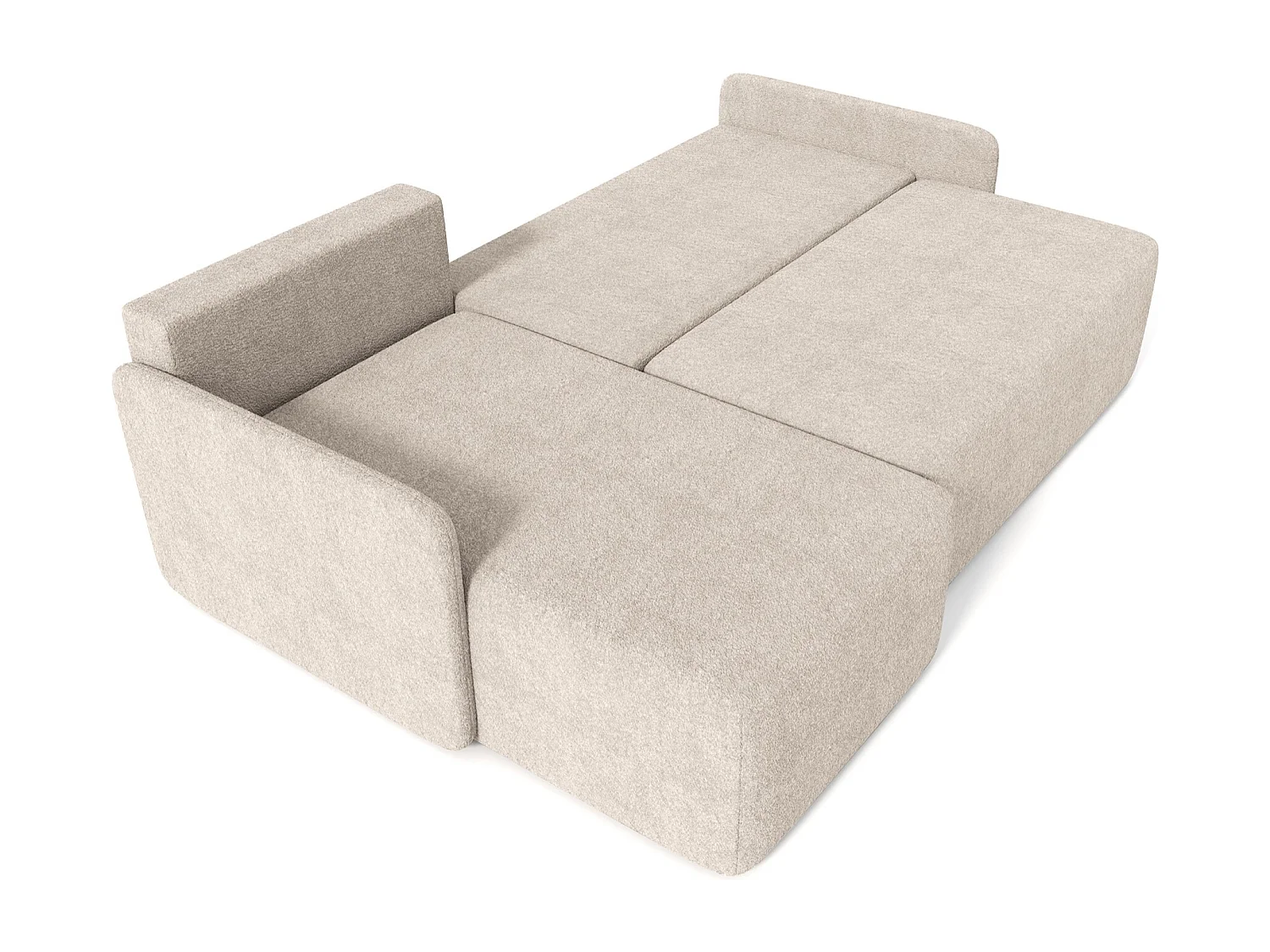 Ecksofa mit Schlaffunktion - Bouclé-Bezug in Beige - BLOOM