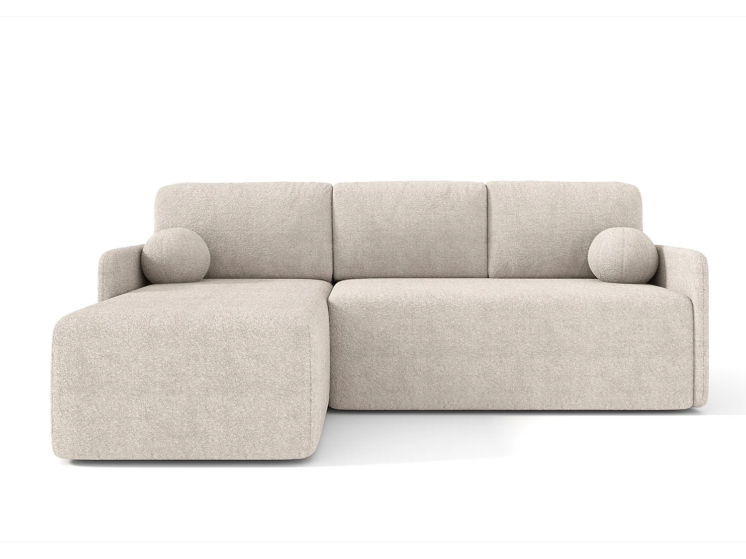 Ecksofa mit Schlaffunktion - Bouclé-Bezug in Beige - BLOOM