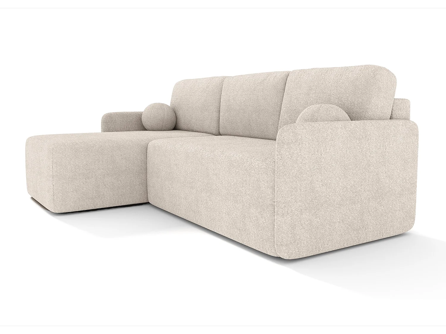 Ecksofa mit Schlaffunktion - Bouclé-Bezug in Beige - BLOOM