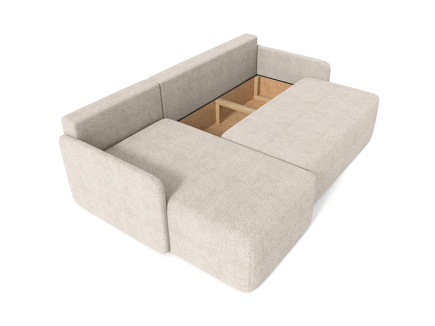 Canapé d'angle réversible convertible 3 places en tissu beige