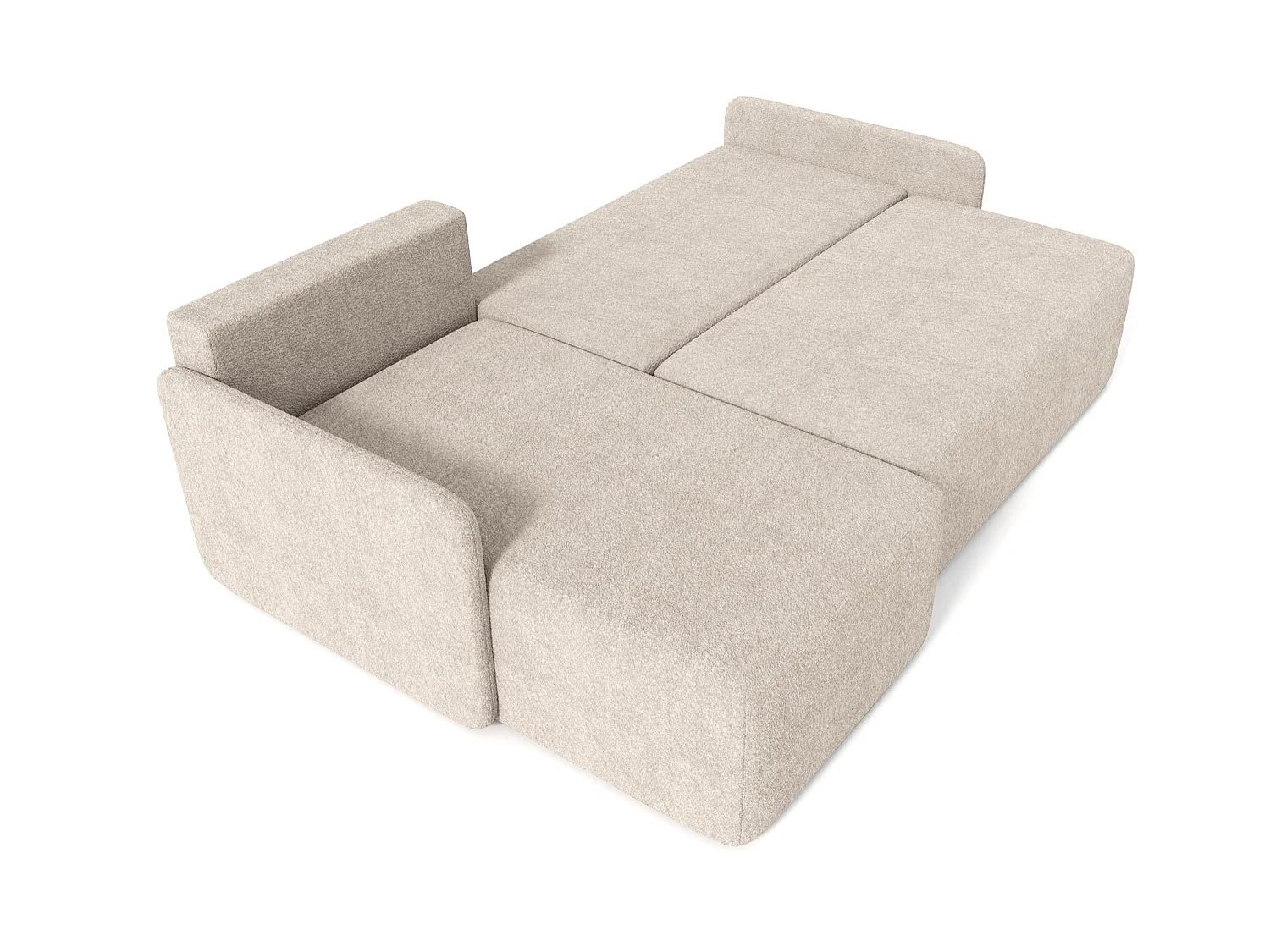 Canapé d'angle réversible convertible 3 places en tissu beige