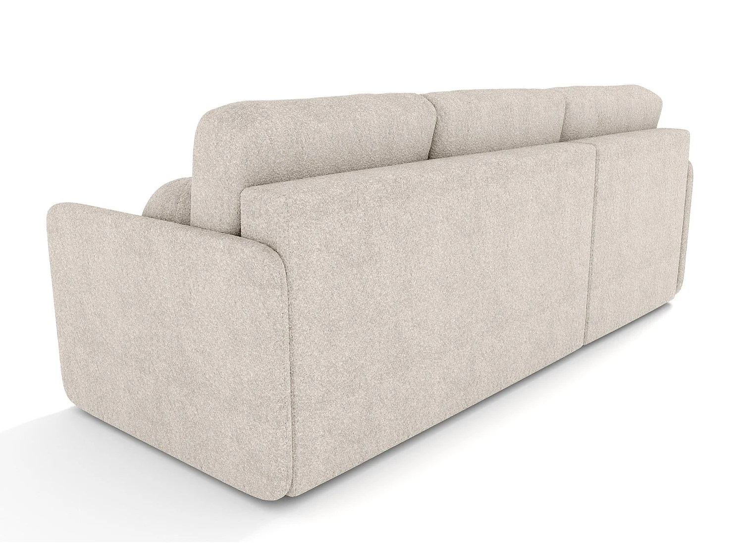 Canapé d'angle réversible convertible 3 places en tissu beige
