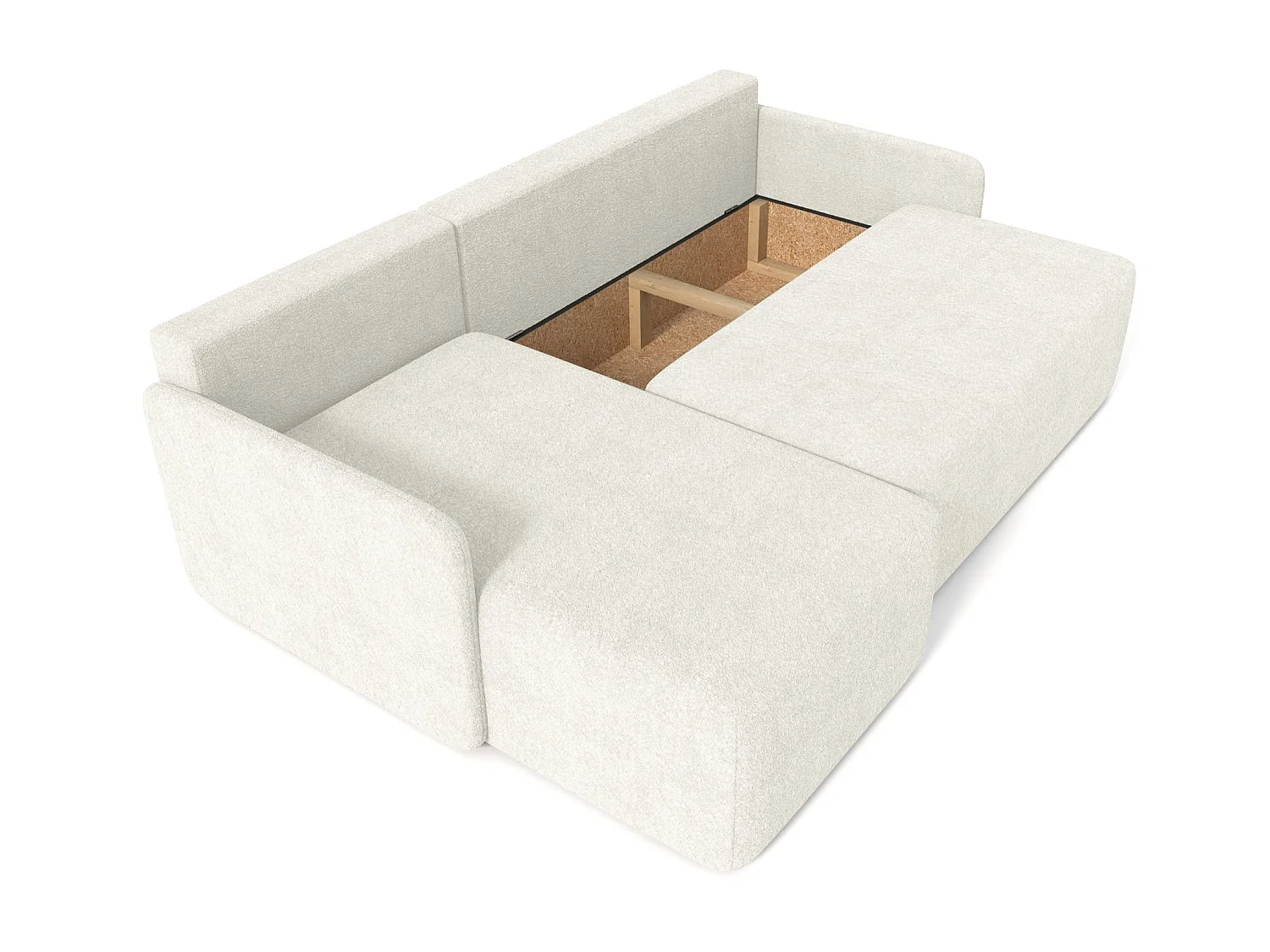Canapé d'angle réversible convertible 3 places en tissu crème