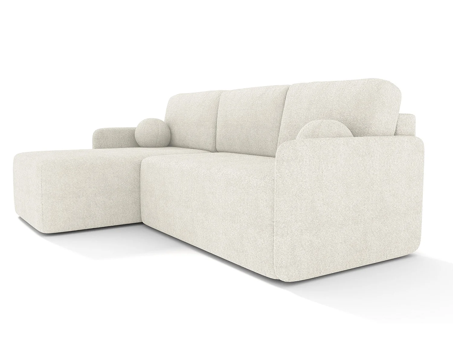 Canapé d'angle réversible convertible 3 places en tissu crème