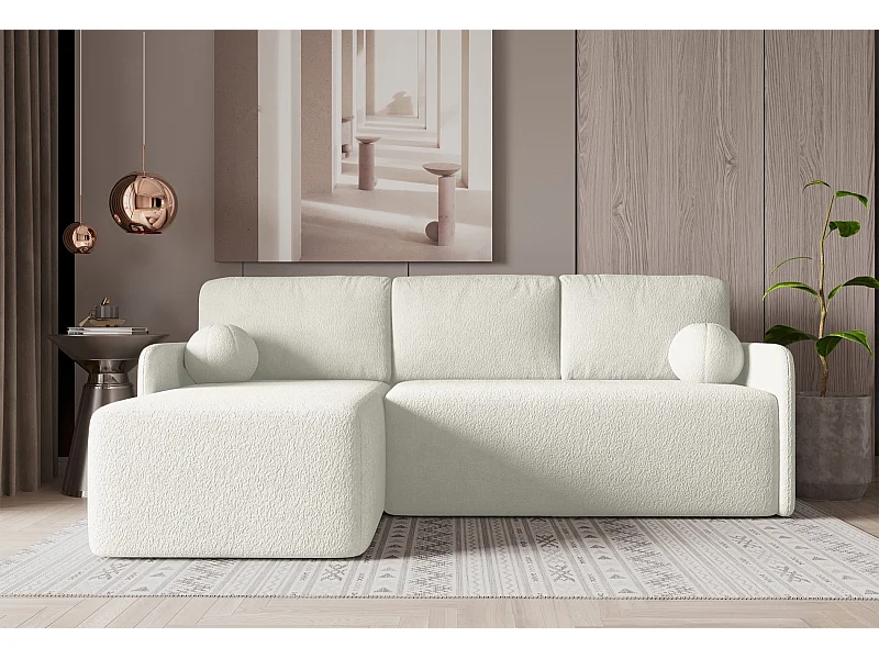 Canapé d'angle réversible - en bouclette crème - BLOOM