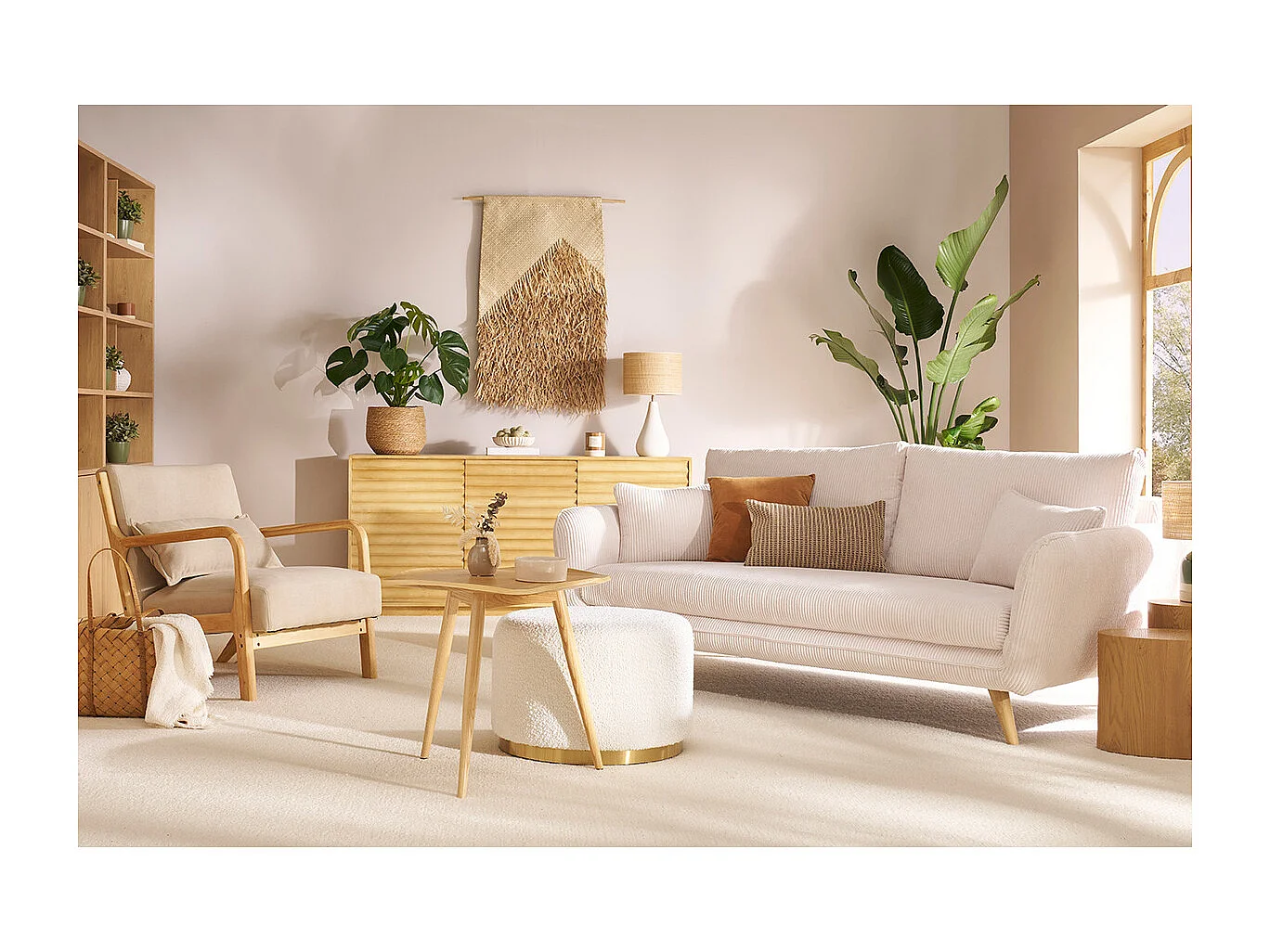 Aparador de madera maciza de mangos 3 puertas L160 cm MATCHA