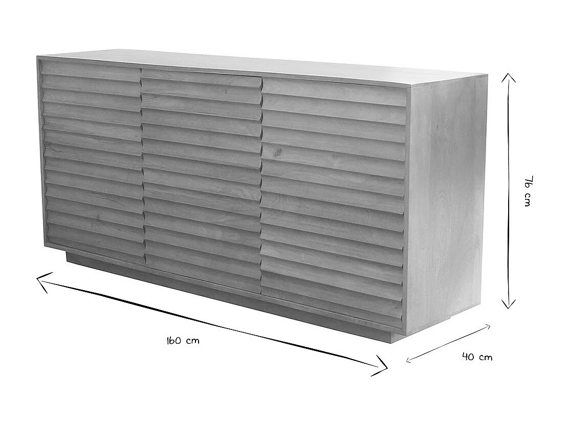 Aparador de madera maciza de mangos 3 puertas L160 cm MATCHA